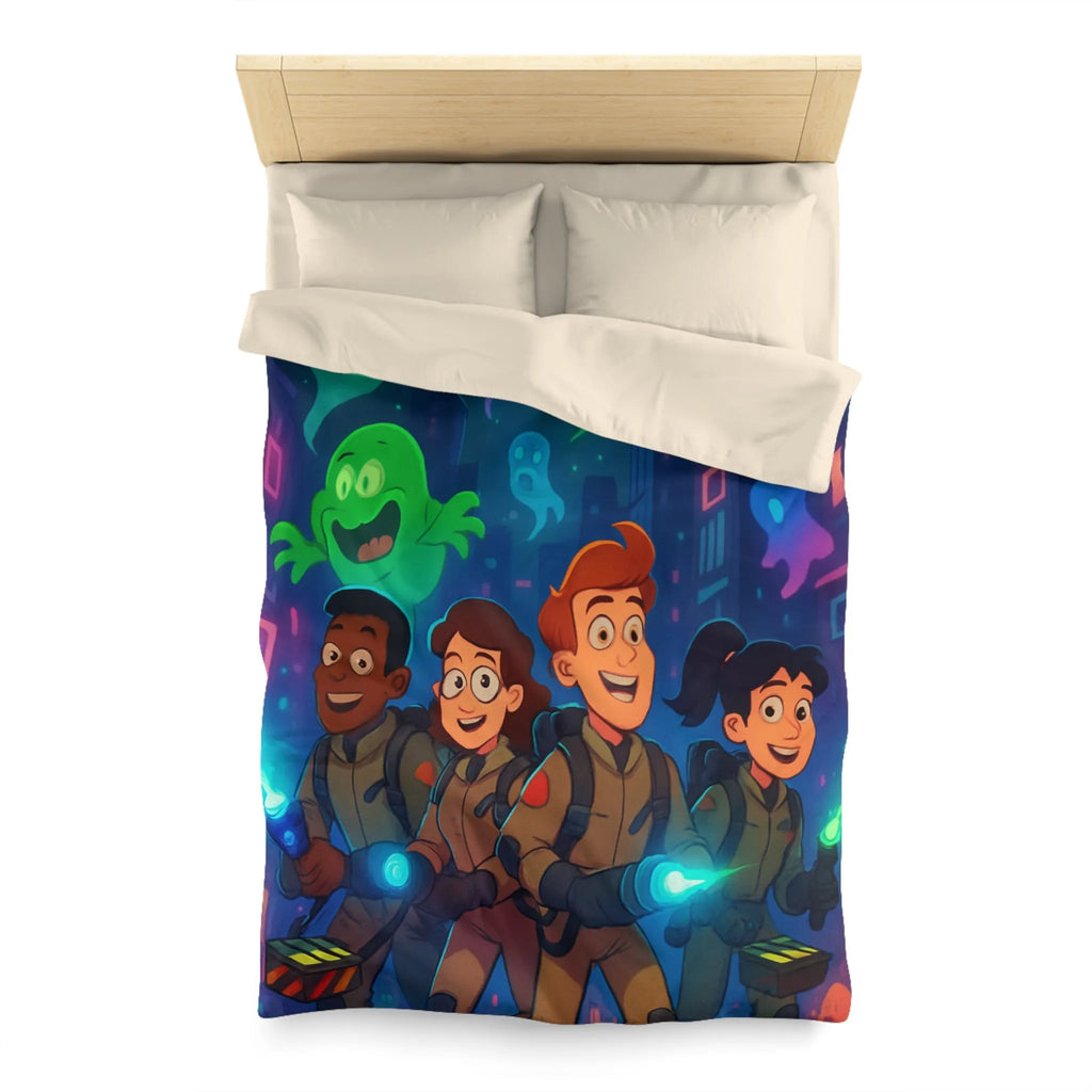 Housse de couette fantômes stylisés chasseurs de spectres pour chambre d'enfant joyeuse et colorée