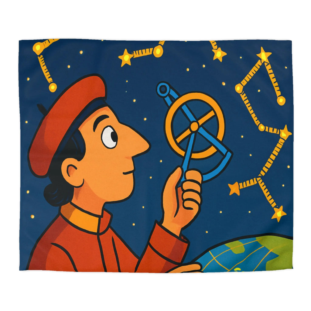 Housse de couette astronomie éducative avec constellations étoilées dans une nuit étoilée