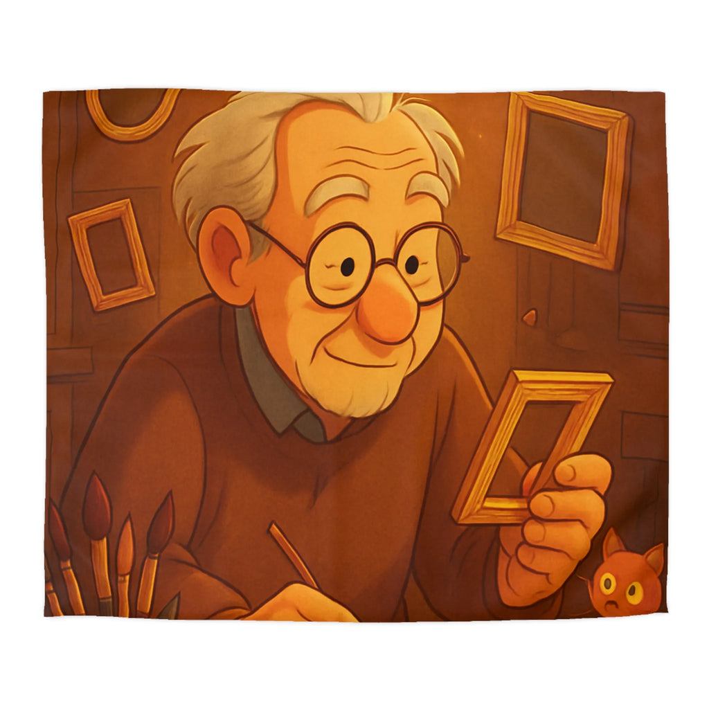 Housse de Couette Illustrée avec Artiste Peignant dans Atelier Enveloppant et Charmant