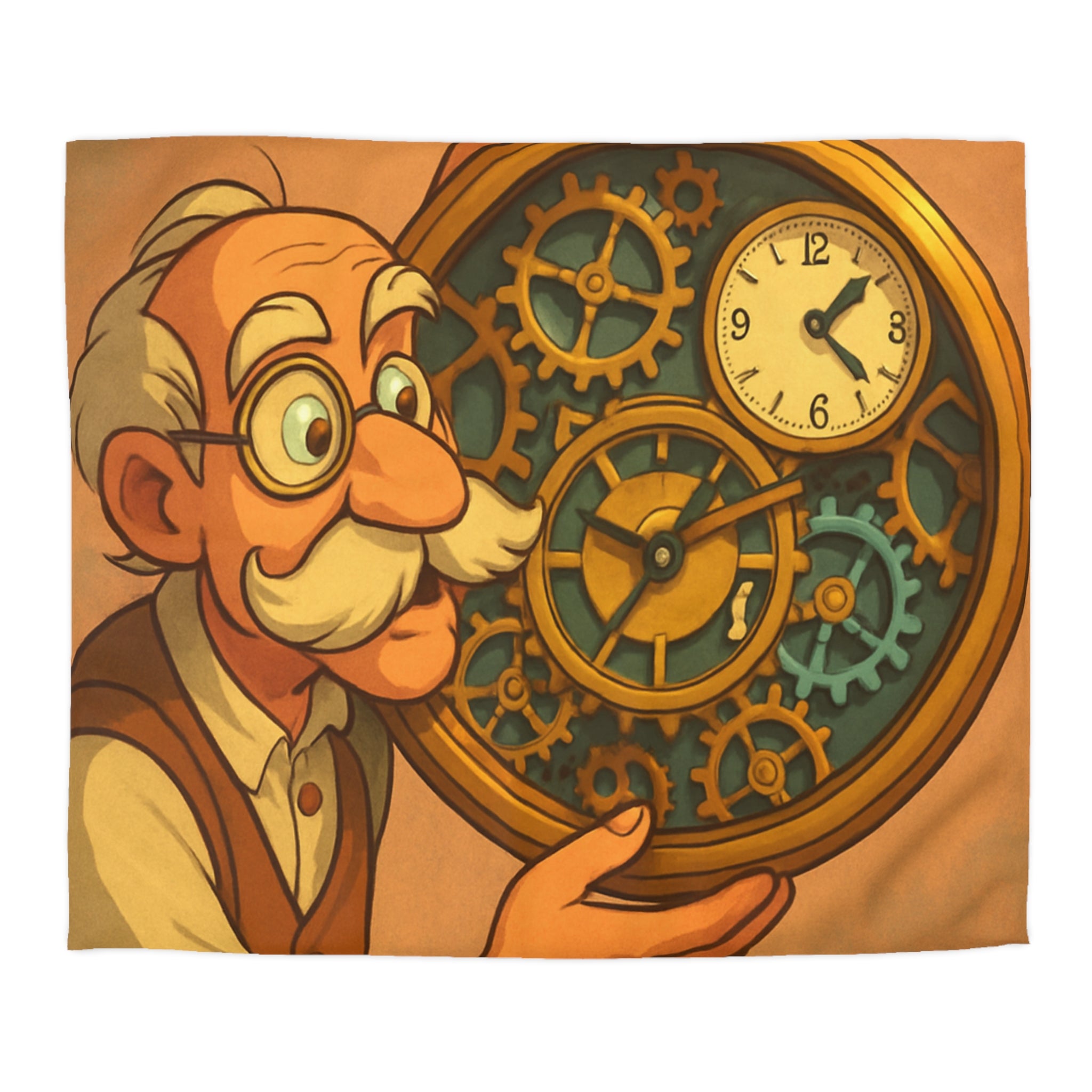 Housse de Couette Vintage Horloger avec Design Unique d'Engrenages et Montre Ancienne