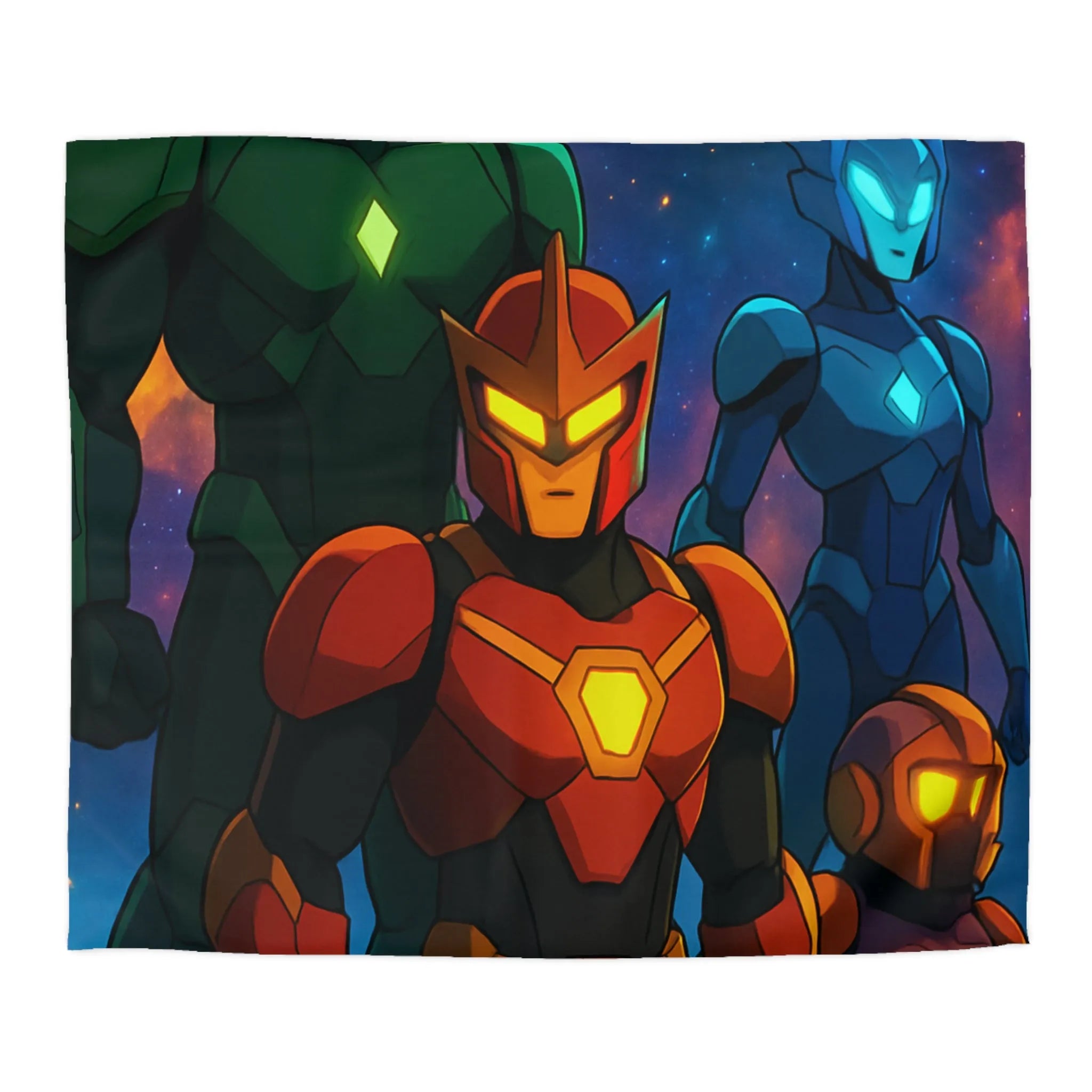 Housse de couette design robots colorés pour chambre thème espace et science-fiction