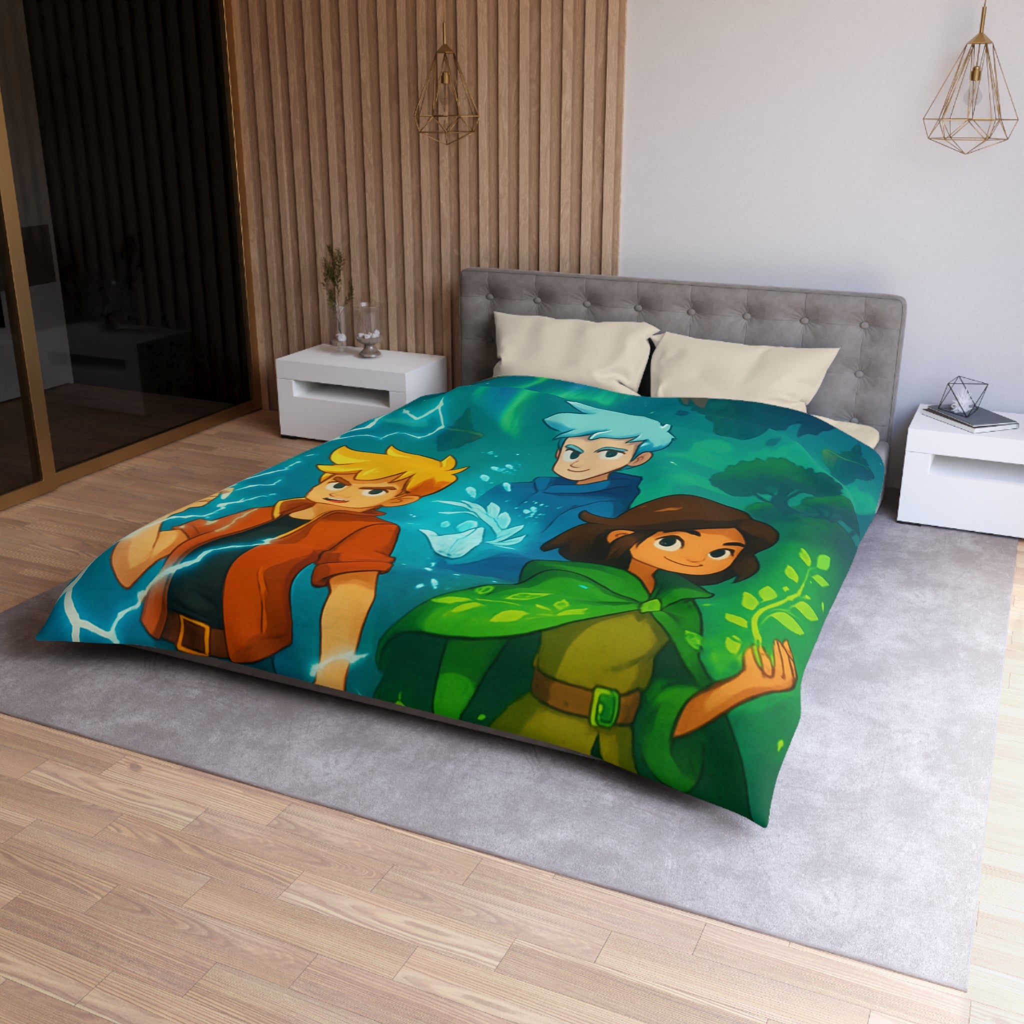 Housse de Couette Microfibre Design Artistique Moderne Décoration Chambre Confort Premium