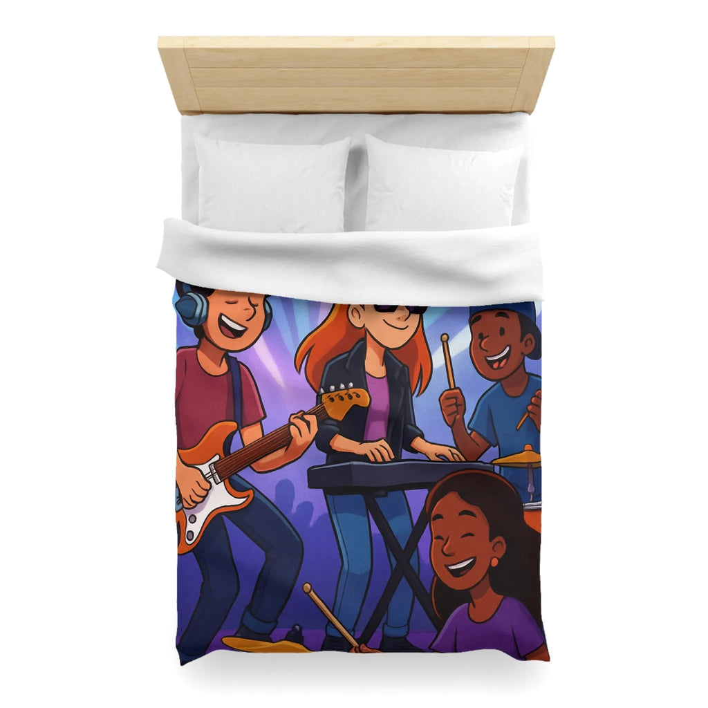 Ensemble musical animé pour housse de couette colorée et dynamique pour jeunes musiciens