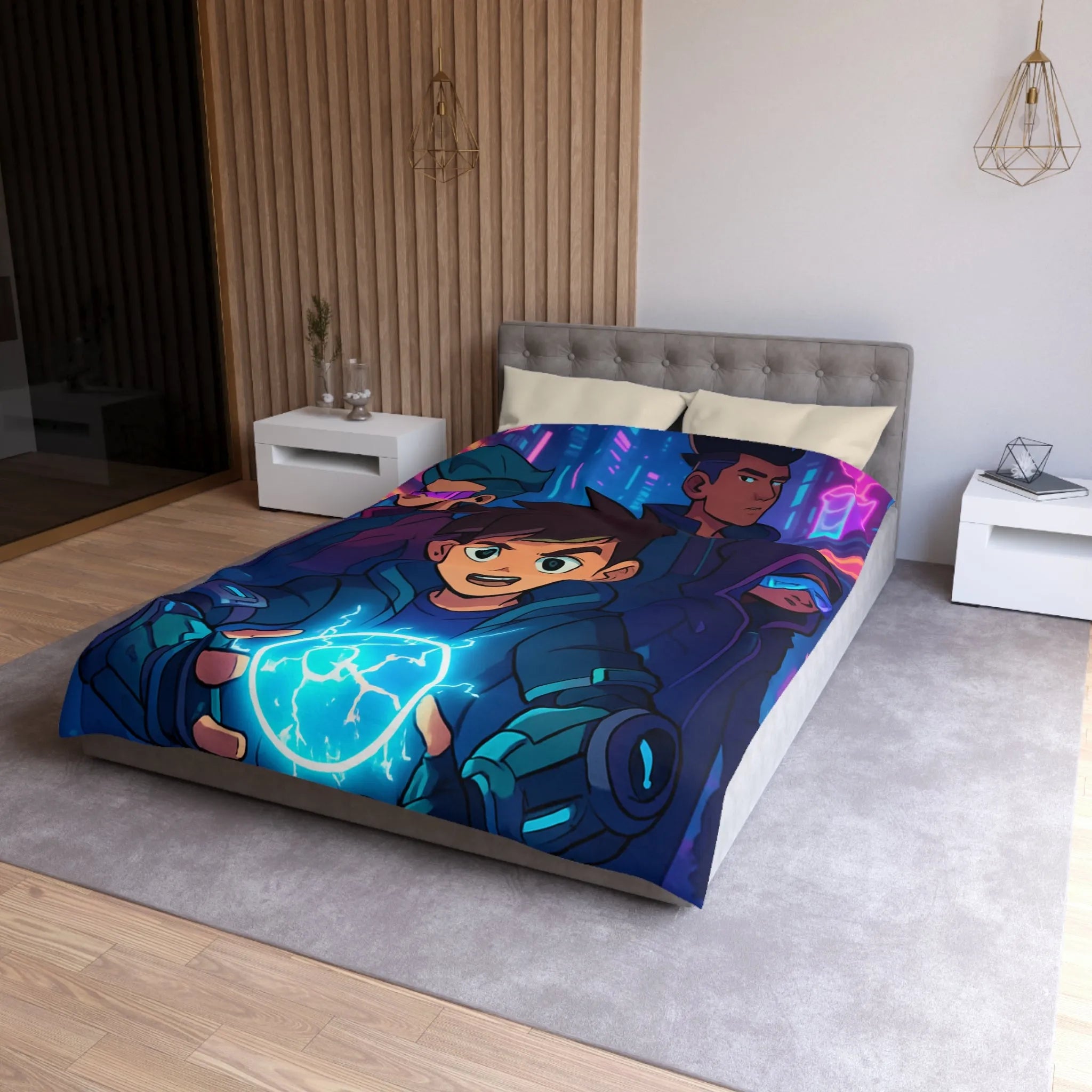 Housse de Couette Microfibre Art Graphique Contemporain Style Décoratif Chambre Tendance