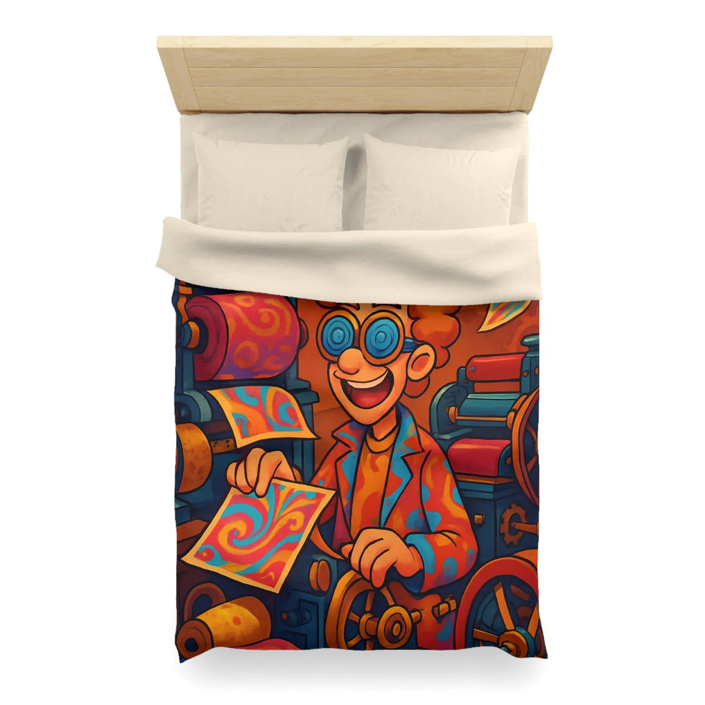 Housse de Couette Artistique avec Motifs Tourbillonnants et Couleurs Vives Pour Ambiance Ludique