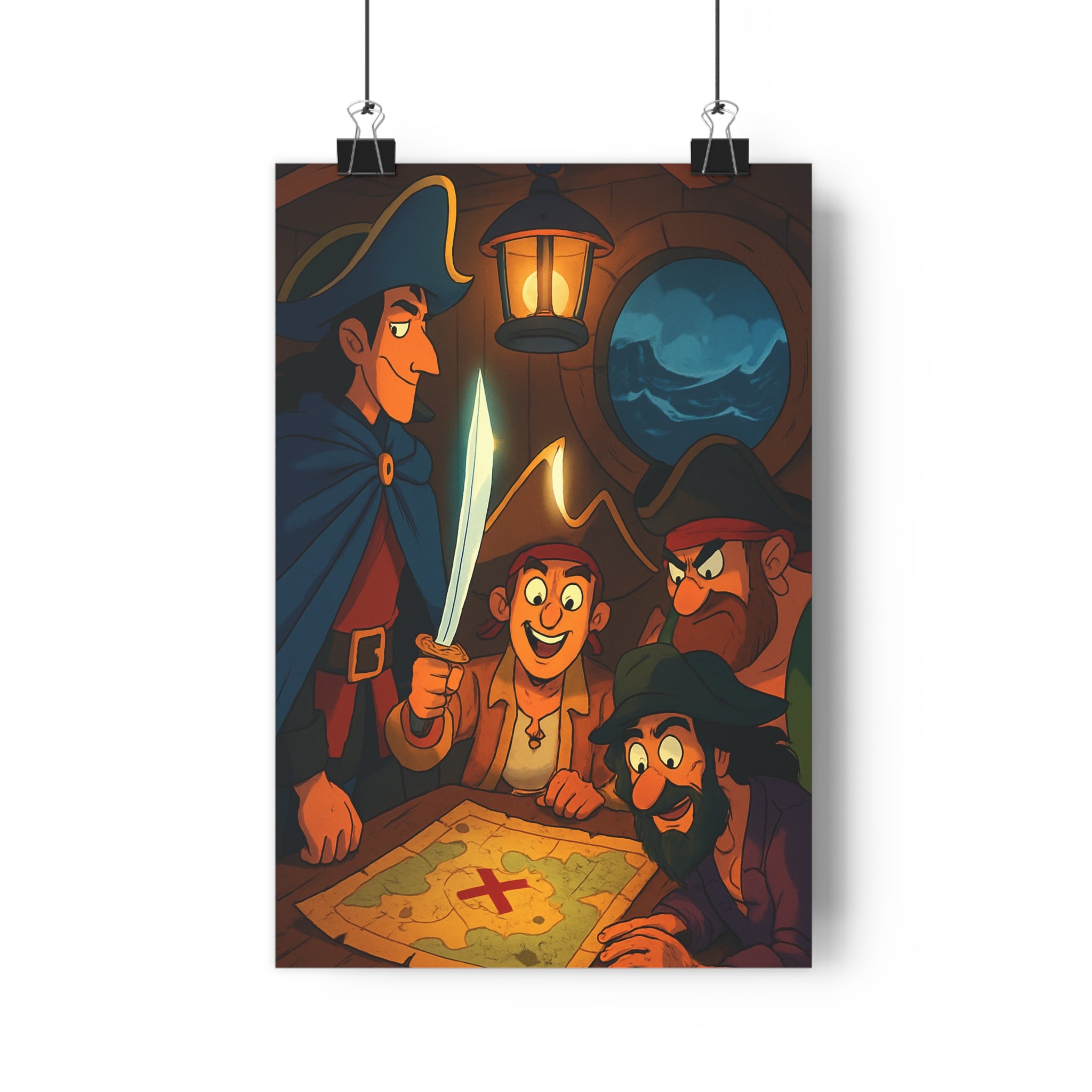 Poster décoratif anime aventure bleu marron salon chambre trésor carte excitant dramatique énergique détermination