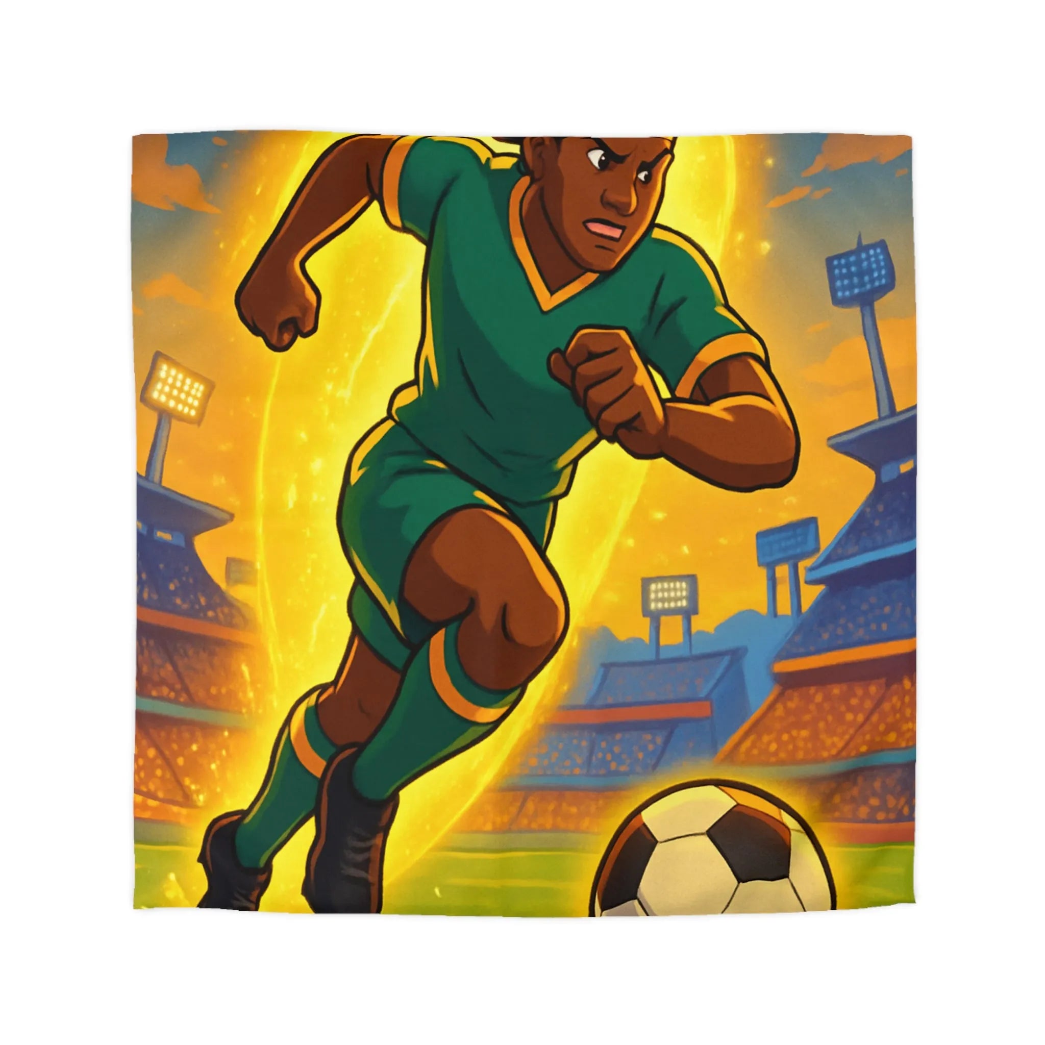 Housse de Couette Inspirée Footballeur Dessin Animé Dynamique pour Chambre de Supporter Passionné