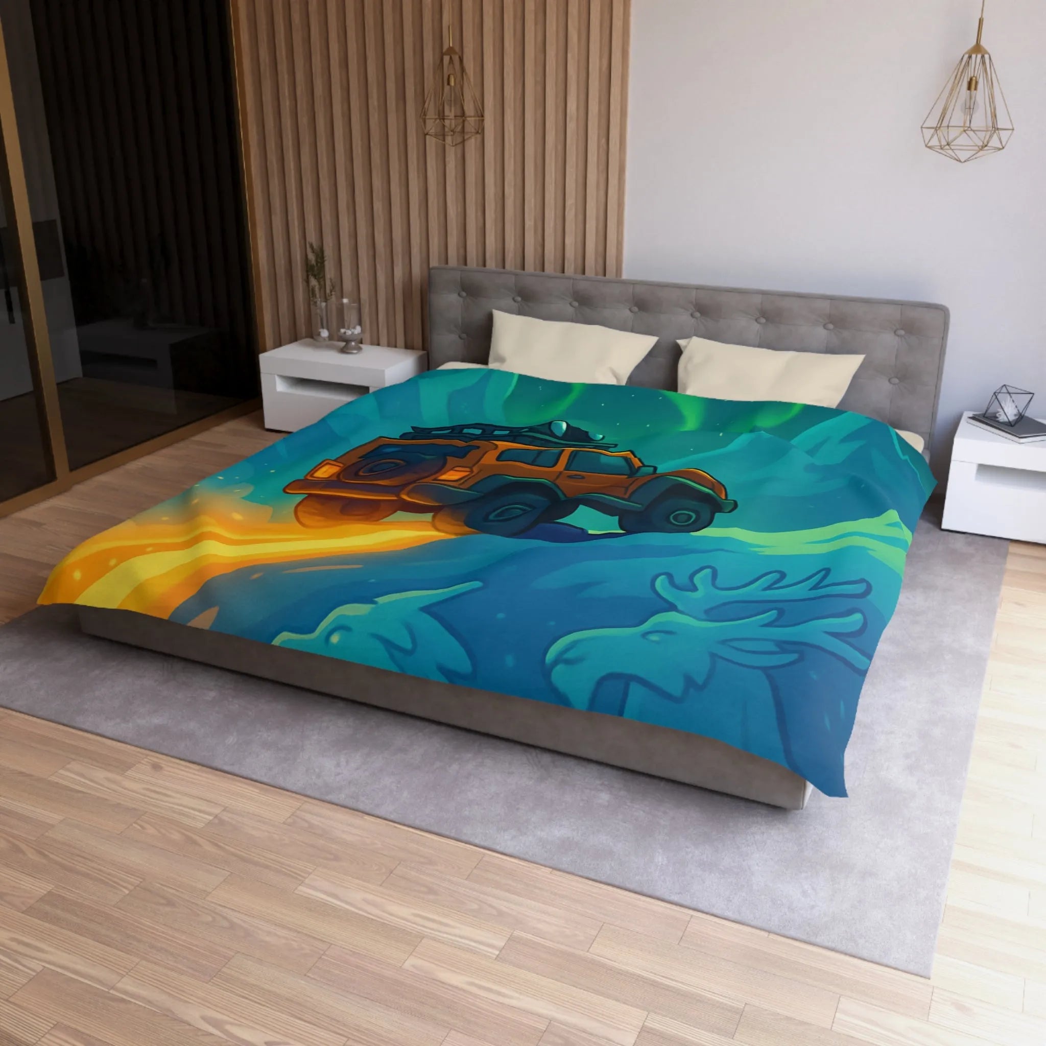 Aventure Hivernale Arctique avec Motifs Scandinaves et Aurores Boréales Scintillantes