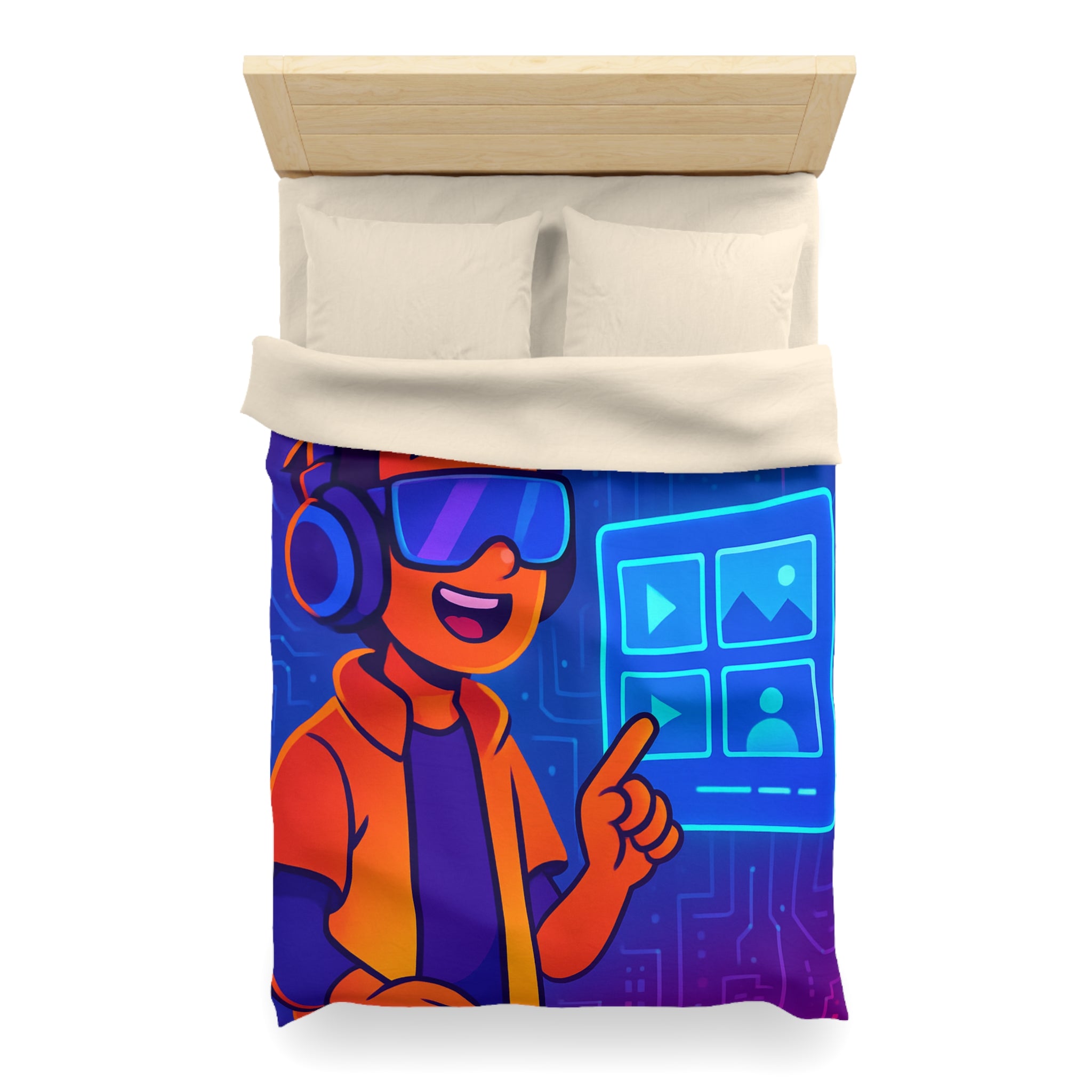 Housse de Couette Microfibre Illustration Unique Design Moderne Décoration Intérieure Raffinée