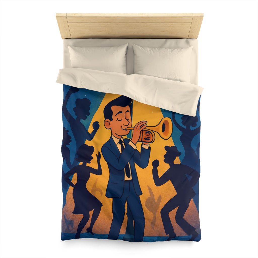 Housse de Couette Moderne avec Musicien Jouant de la Trompette sous Réverbère Nocturne