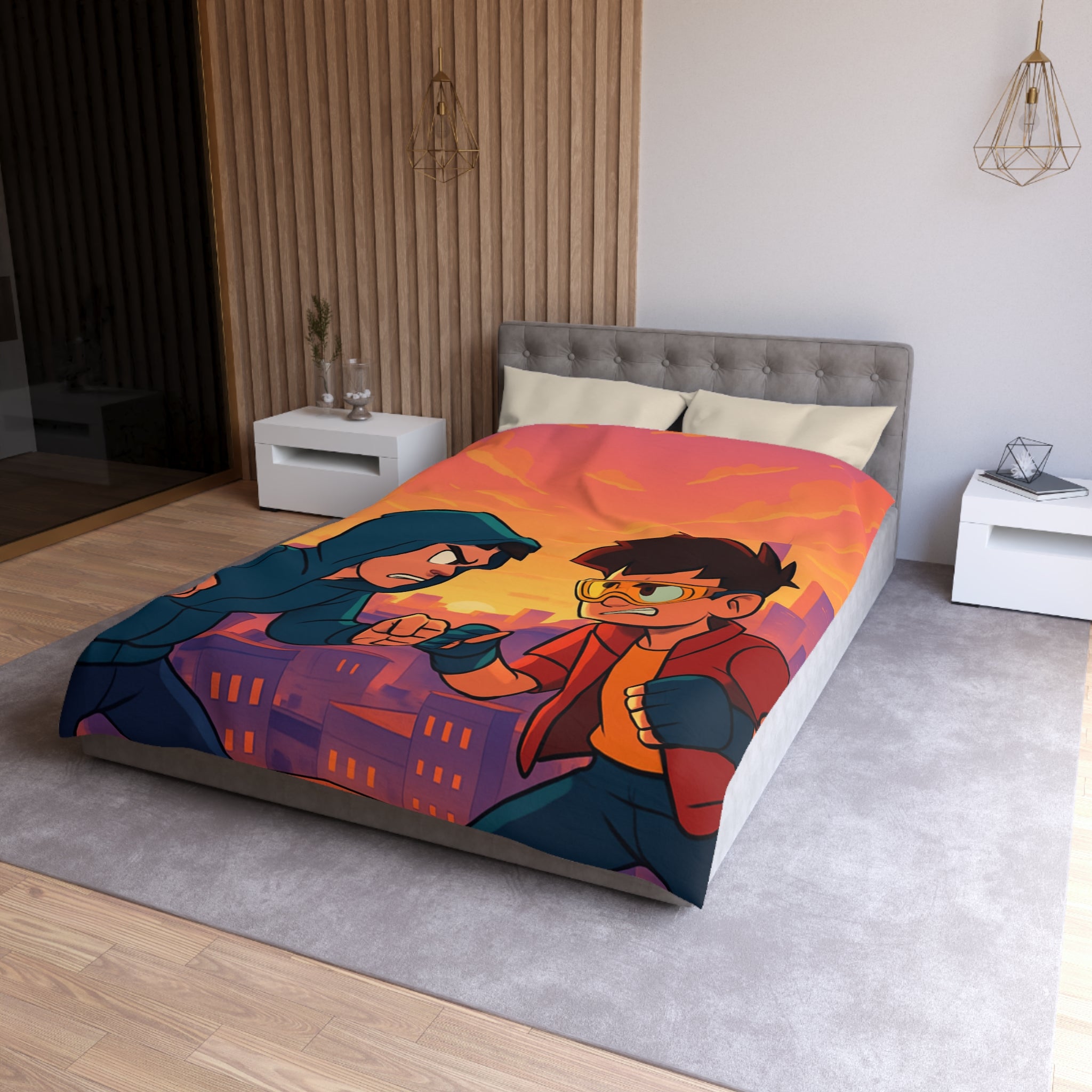 Housse de Couette Microfibre Design Artistique Moderne Décoration Chambre Confort Premium