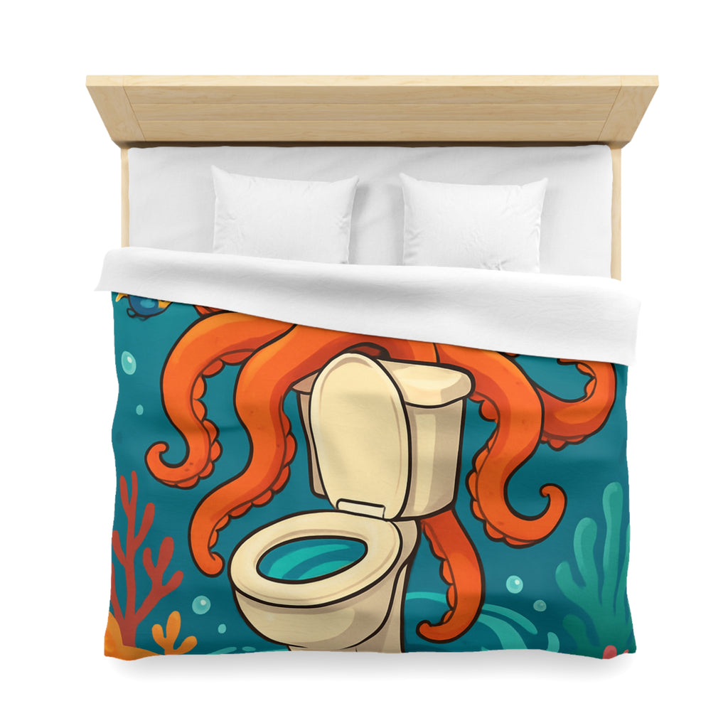 Housse de Couette Thème Marin avec Poulpe Joyeux et WC Tourbillonnant