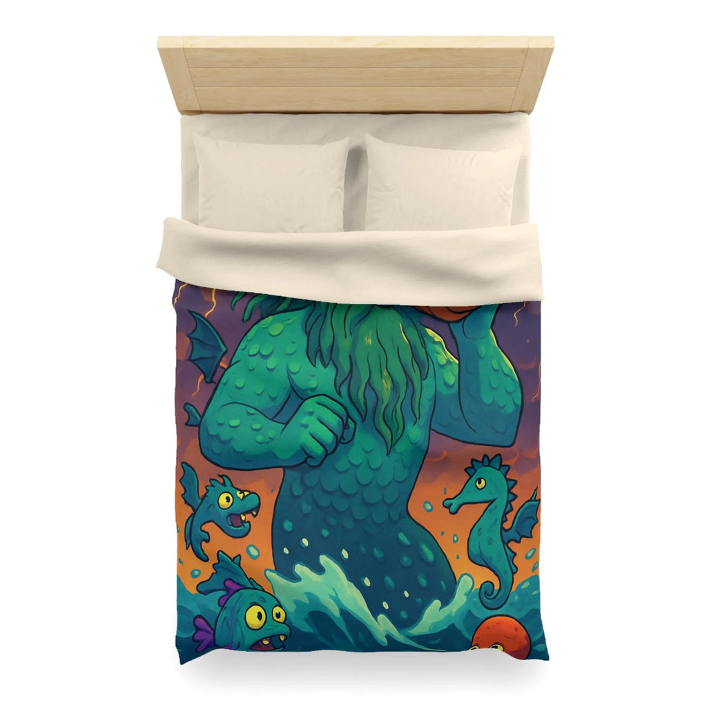 Housse de couette marine avec dessin de triton et créatures océaniques colorées enchanteurs