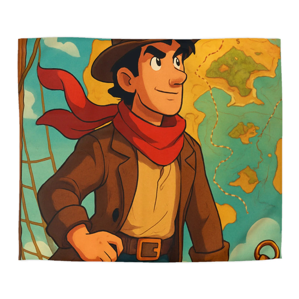 Aventure en Haute Mer avec Explorateur et Carte au Trésor, Housse de Couette Unique