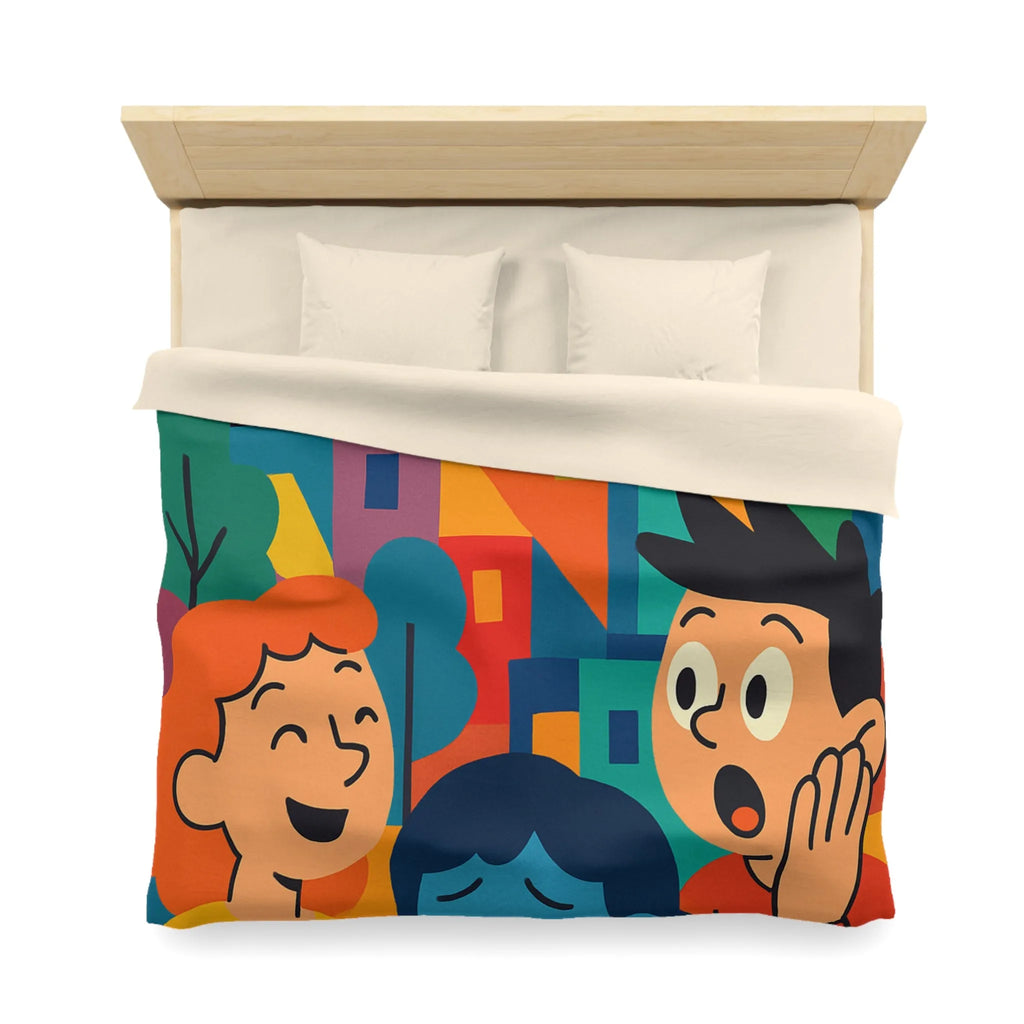 Housse de couette colorée avec scènes joyeuses et tristes pour chambre moderne