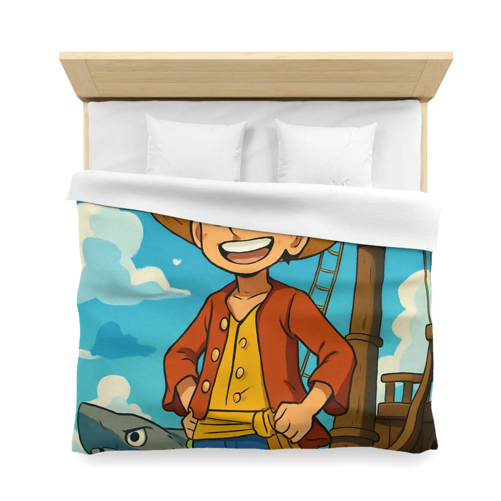 Housse de Couette Anime Pirate Enfant Aventure Bateau Mer Ciel Bleu Nuages