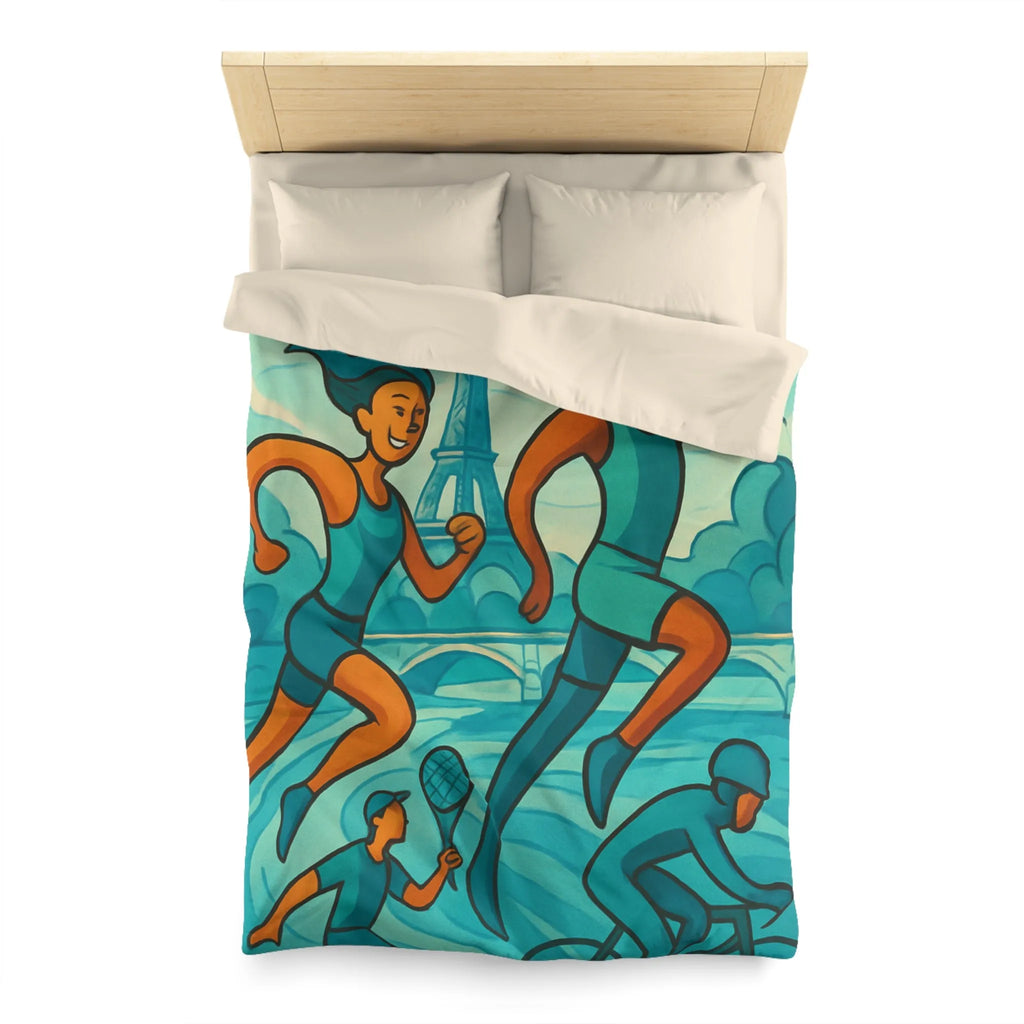 Housse de Couette Athlétique Inspirée par Sports Dynamiques Paris avec Tour Eiffel