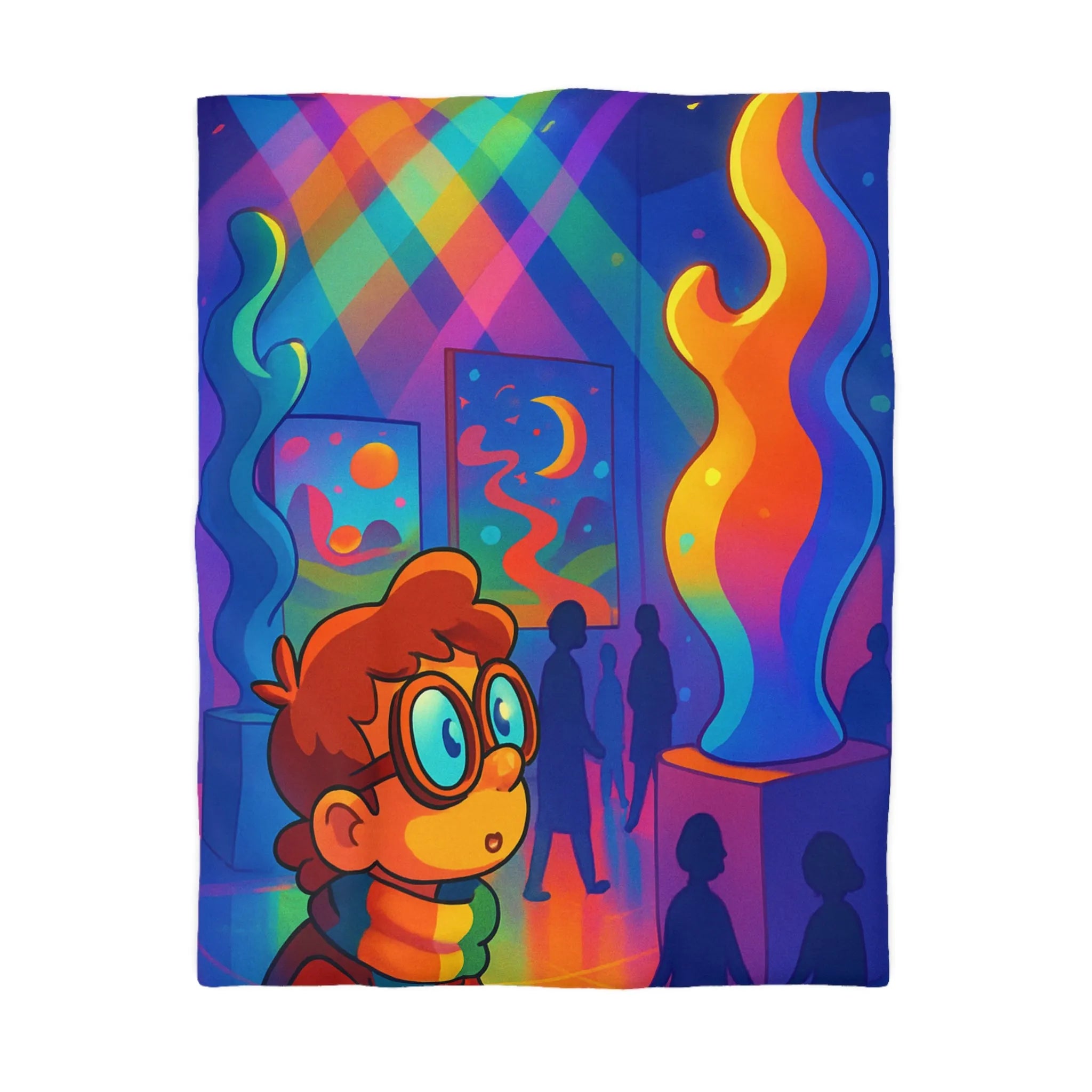 Housse de Couette Colorée Inspirée d'une Galerie d'Art Moderne avec Lumières Vives