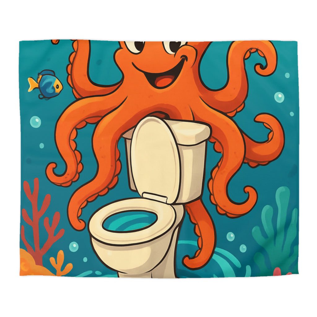 Housse de Couette Thème Marin avec Poulpe Joyeux et WC Tourbillonnant