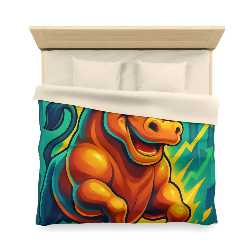 Housse de couette dynamique avec illustration de taureau énergique et motifs de croissance économique