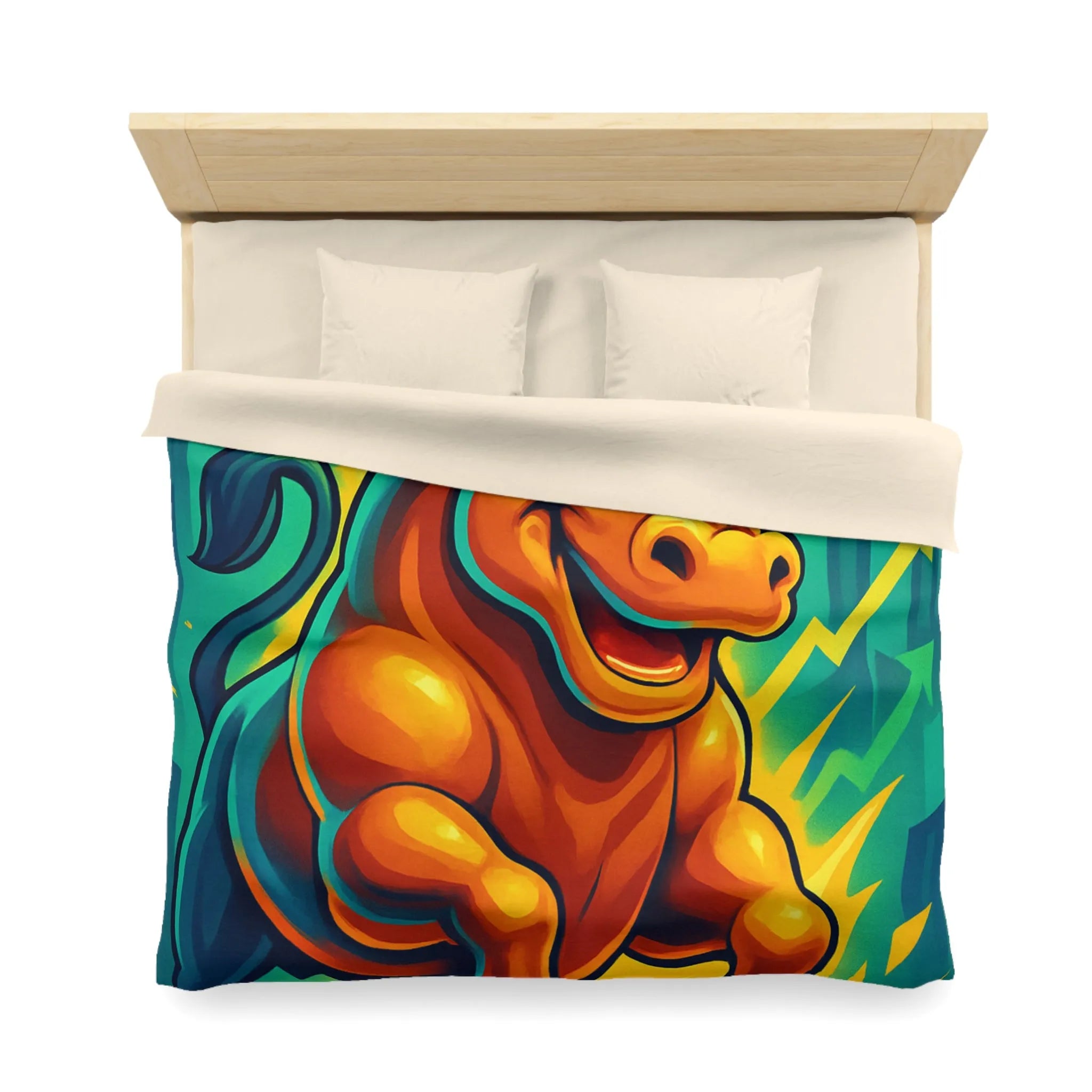 Housse de couette dynamique avec illustration de taureau énergique et motifs de croissance économique