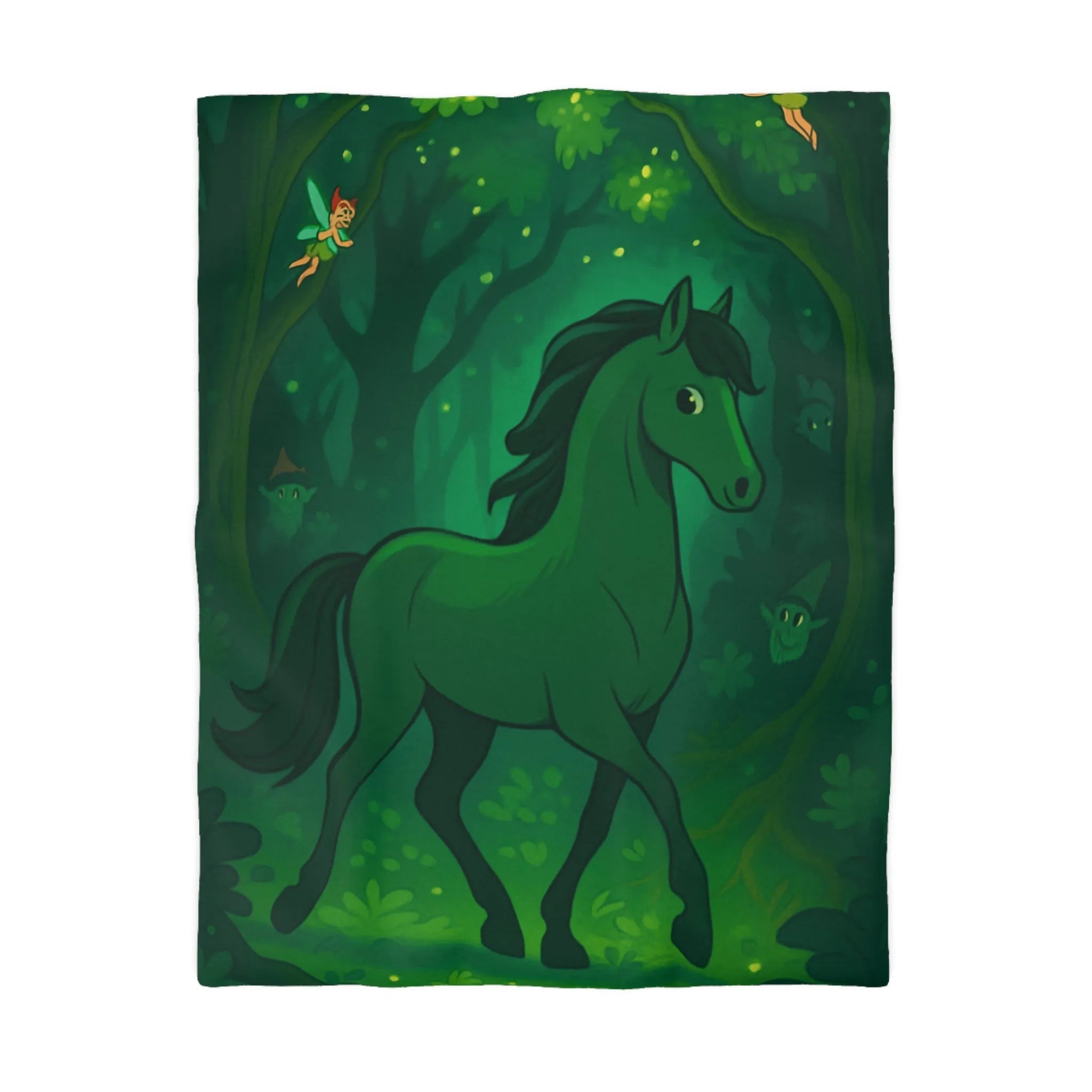 Housse de couette forêt magique avec licorne et fées dans un paysage enchanteur