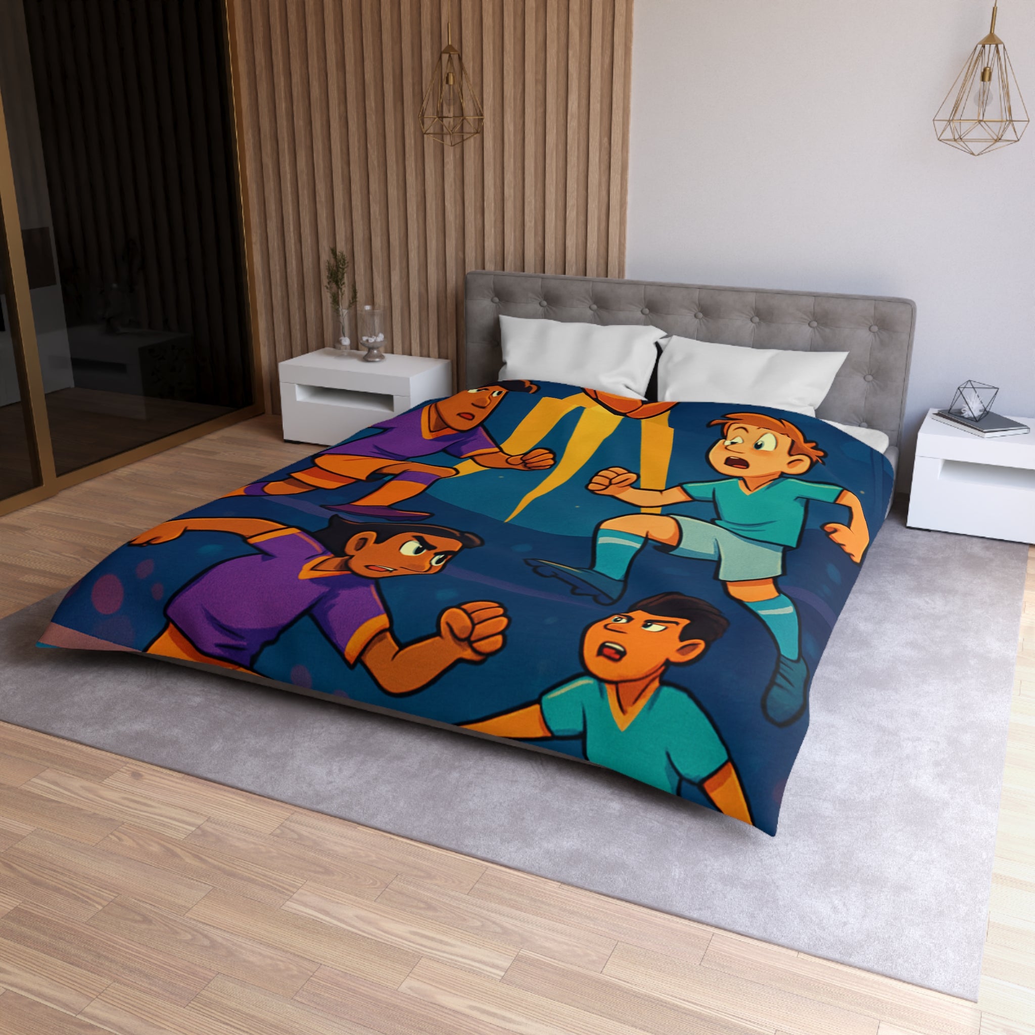 Housse de Couette Thème Football Éclatant pour les Fans de Sports Nocturnes