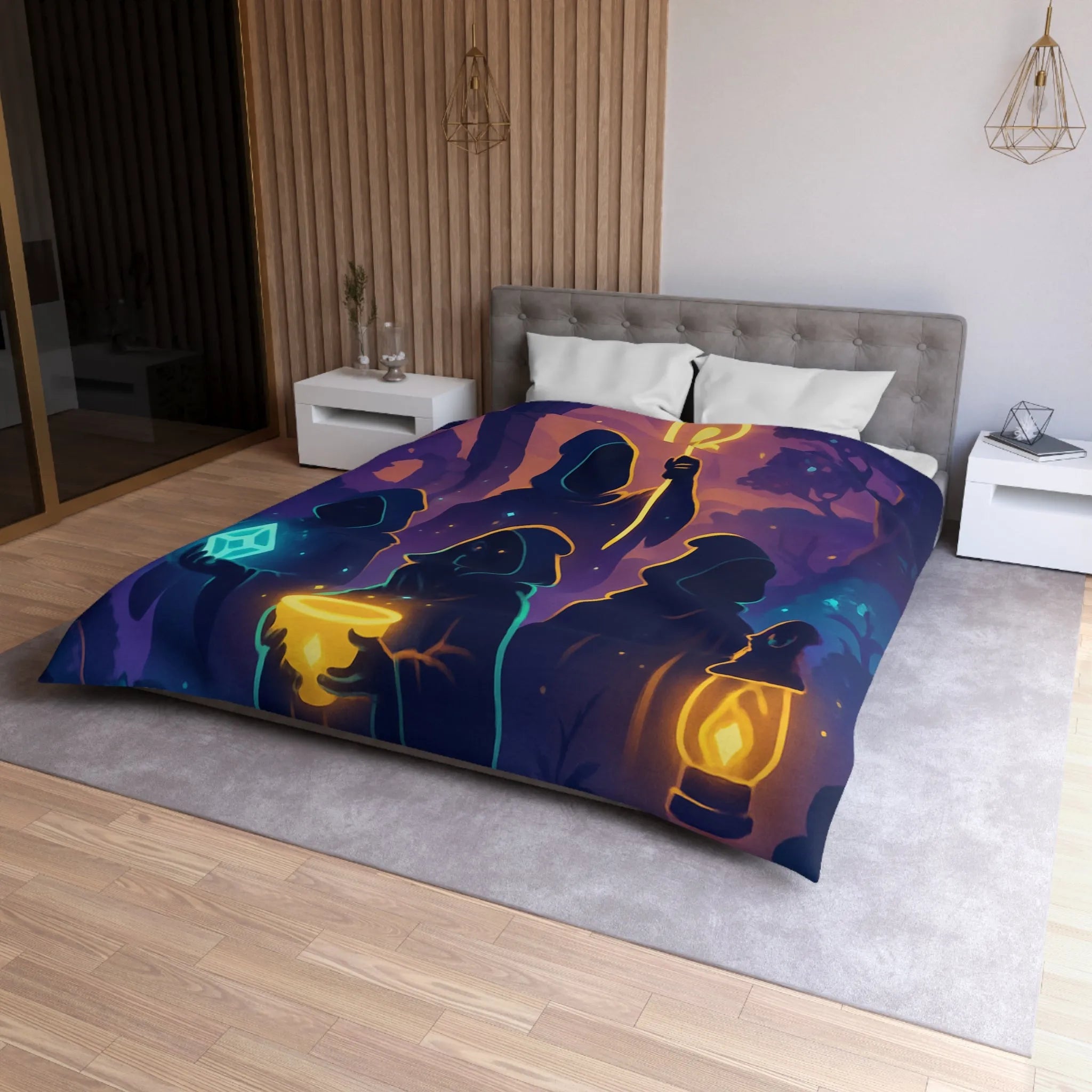 Envoûtante Housse de Couette Mystique avec Teintes Magiques et Figures Ensorcelantes