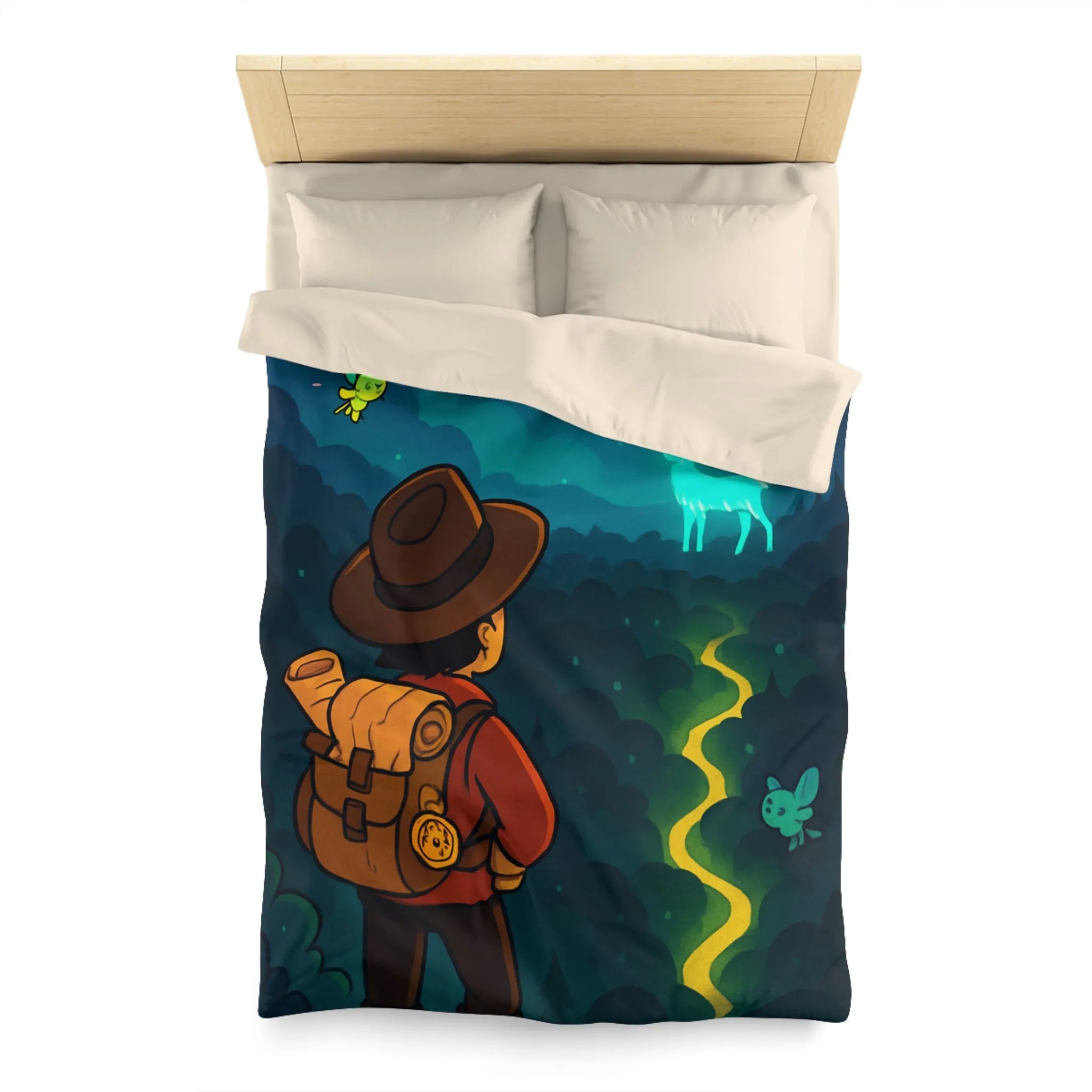 Enchantez Votre Espace avec une Housse de Couette de Randonneur en Forêt Mystique