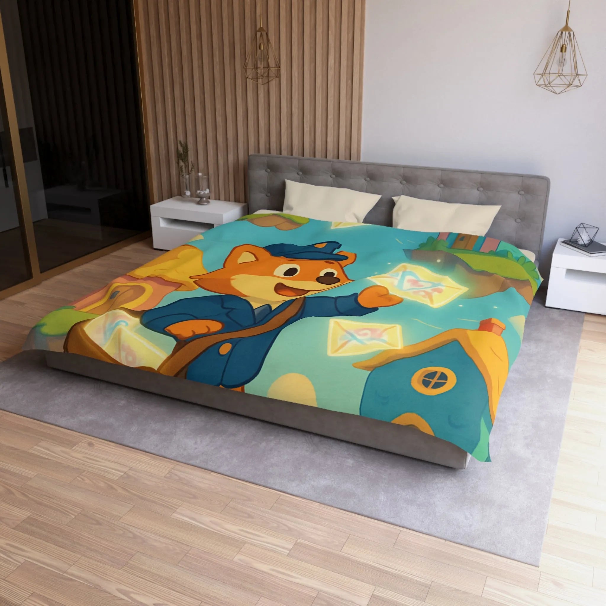 Housse de Couette Microfibre Art Graphique Contemporain Style Décoratif Chambre Tendance