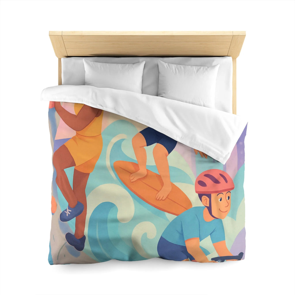 Housse de Couette Microfibre Art Graphique Contemporain Style Décoratif Chambre Tendance