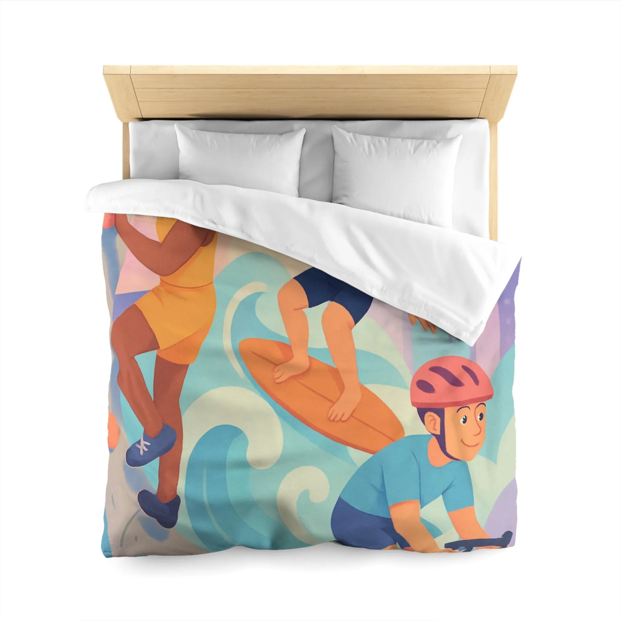 Housse de Couette Microfibre Art Graphique Contemporain Style Décoratif Chambre Tendance