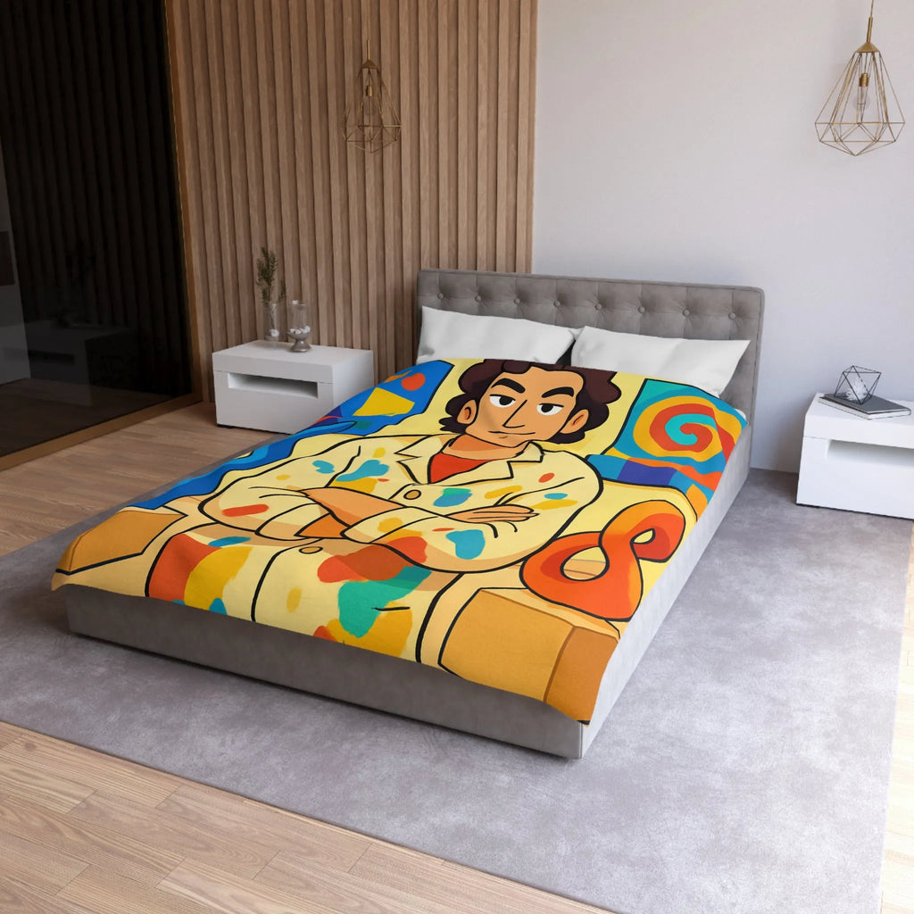 Housse de couette aux motifs abstraits de formes géométriques et couleurs vives joyeuses