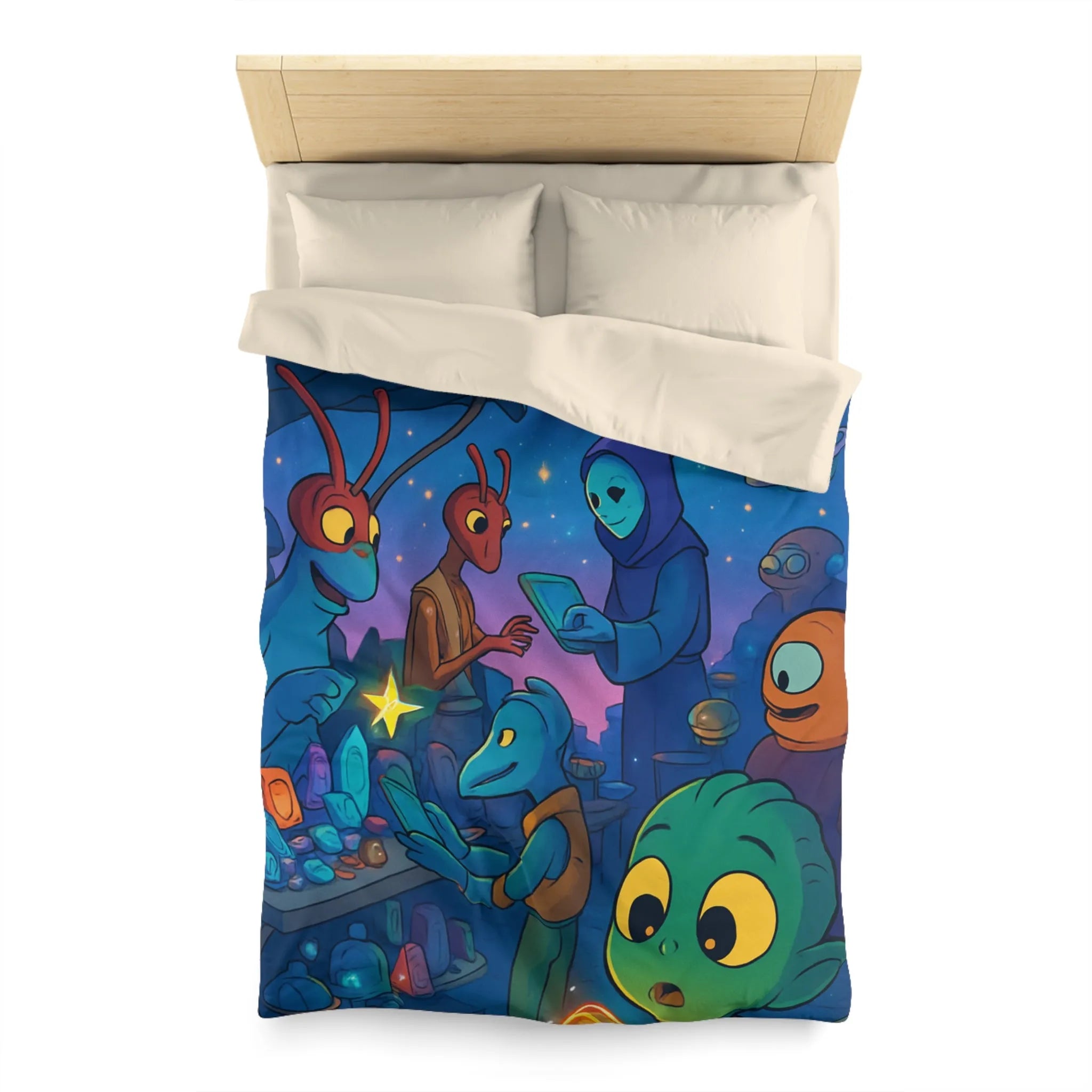 Explorez un Marché Cosmique avec des Créatures Extraterrestres et Pierres Lumineuses Éblouissantes