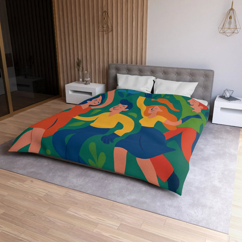 Housse de Couette Colorée Inspirée par la Danse et la Nature avec Fleurs Animées