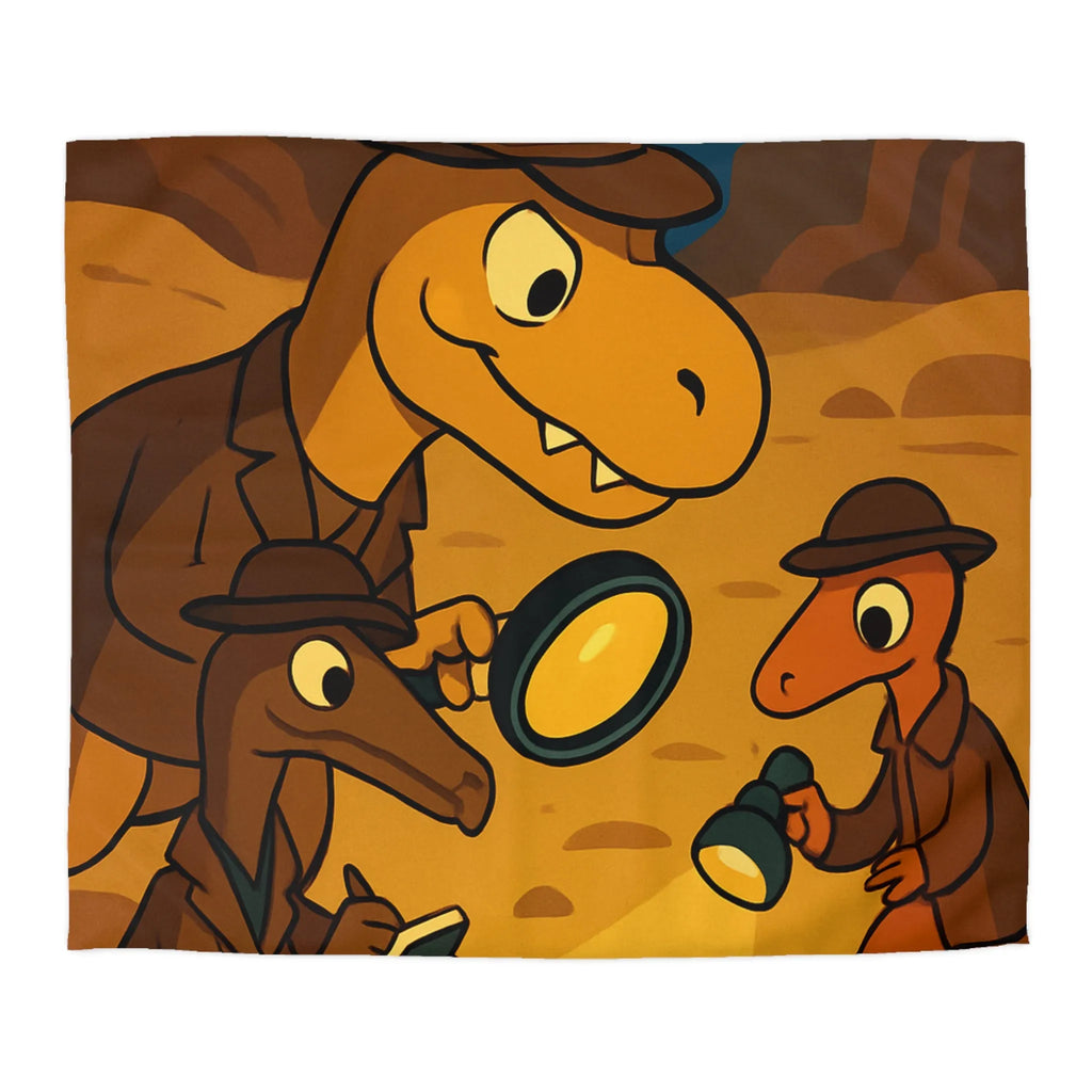 Adorables dinosaures détectives explorant des fossiles sous un ciel étoilé dans le désert