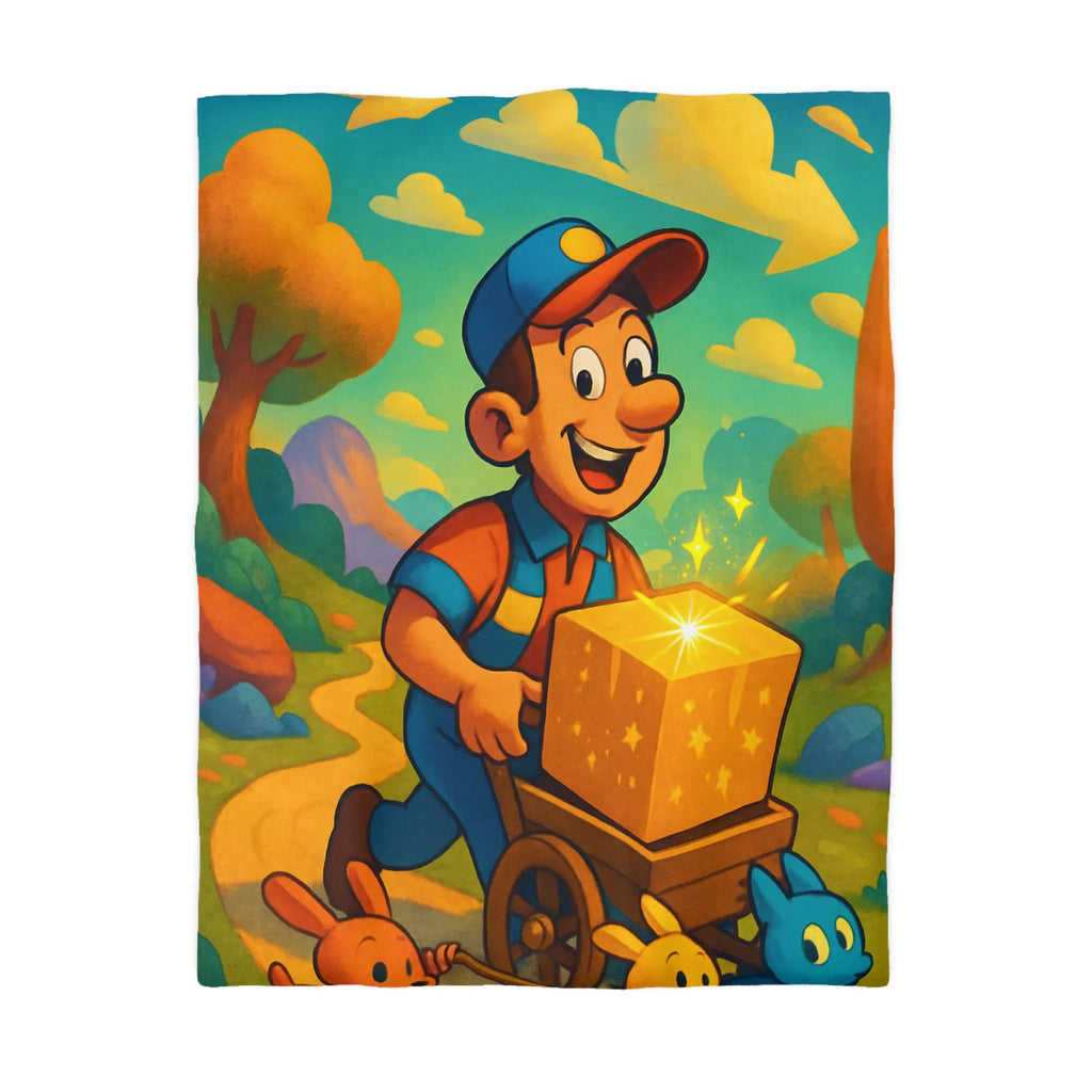 Housse de Couette Colorée avec Paysage Magique et Animaux Joyeux pour Enfants