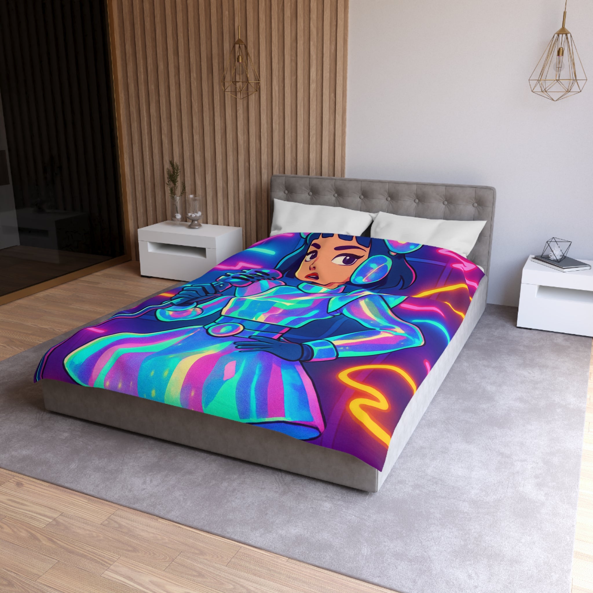 Housse de Couette Microfibre Design Artistique Moderne Décoration Chambre Confort Premium