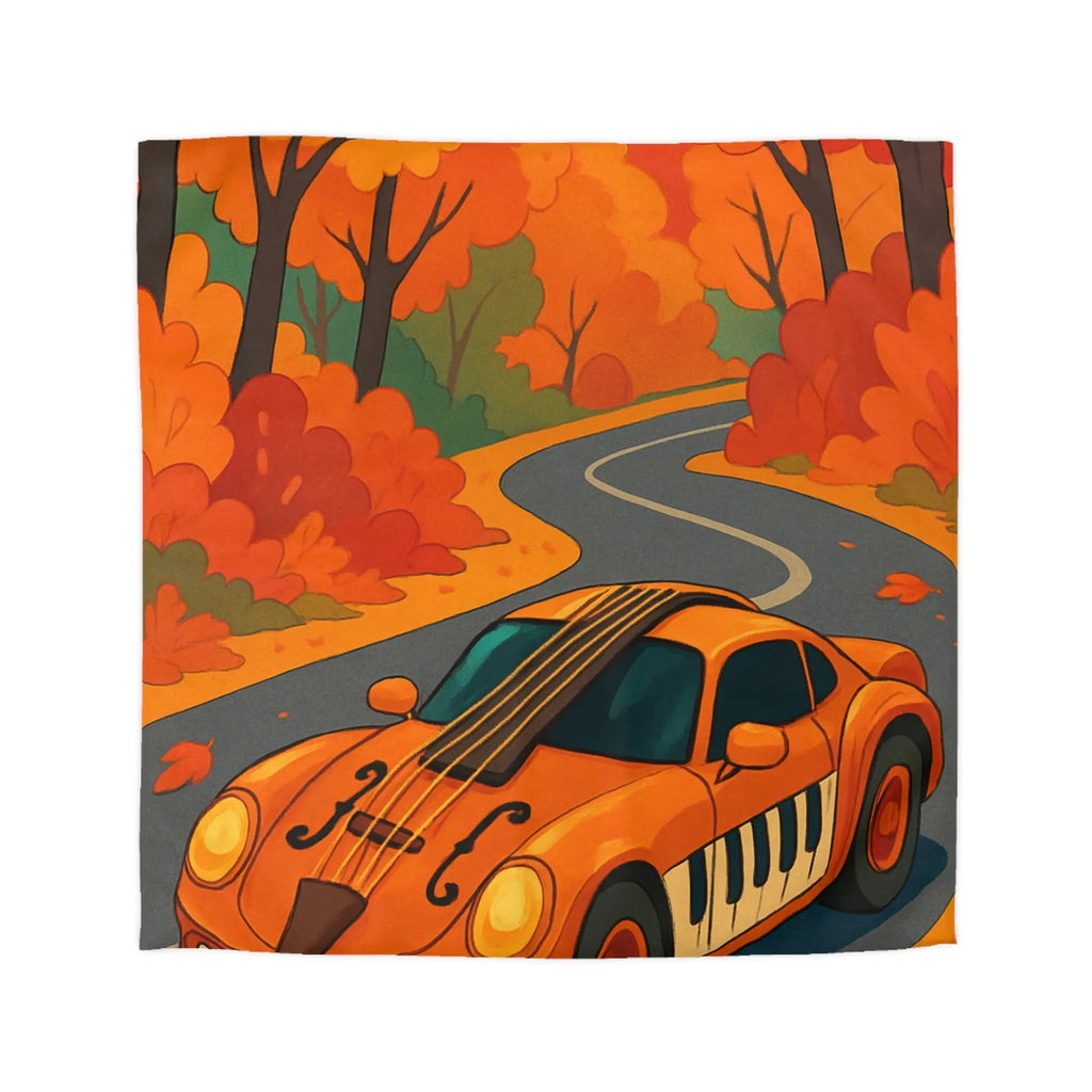 Housse de Couette Automne avec Voiture et Forêt aux Couleurs Vibrantes pour Chambre Chic