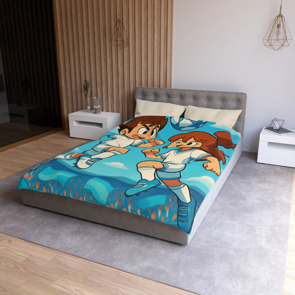 Housse de couette idéale pour jeunes fans de football avec personnages dynamiques