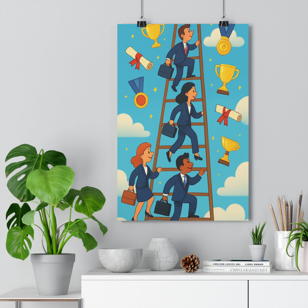 Poster décoratif bureau succès motivation bleu ciel moderne optimiste coloré inspirant espace travail 30x46