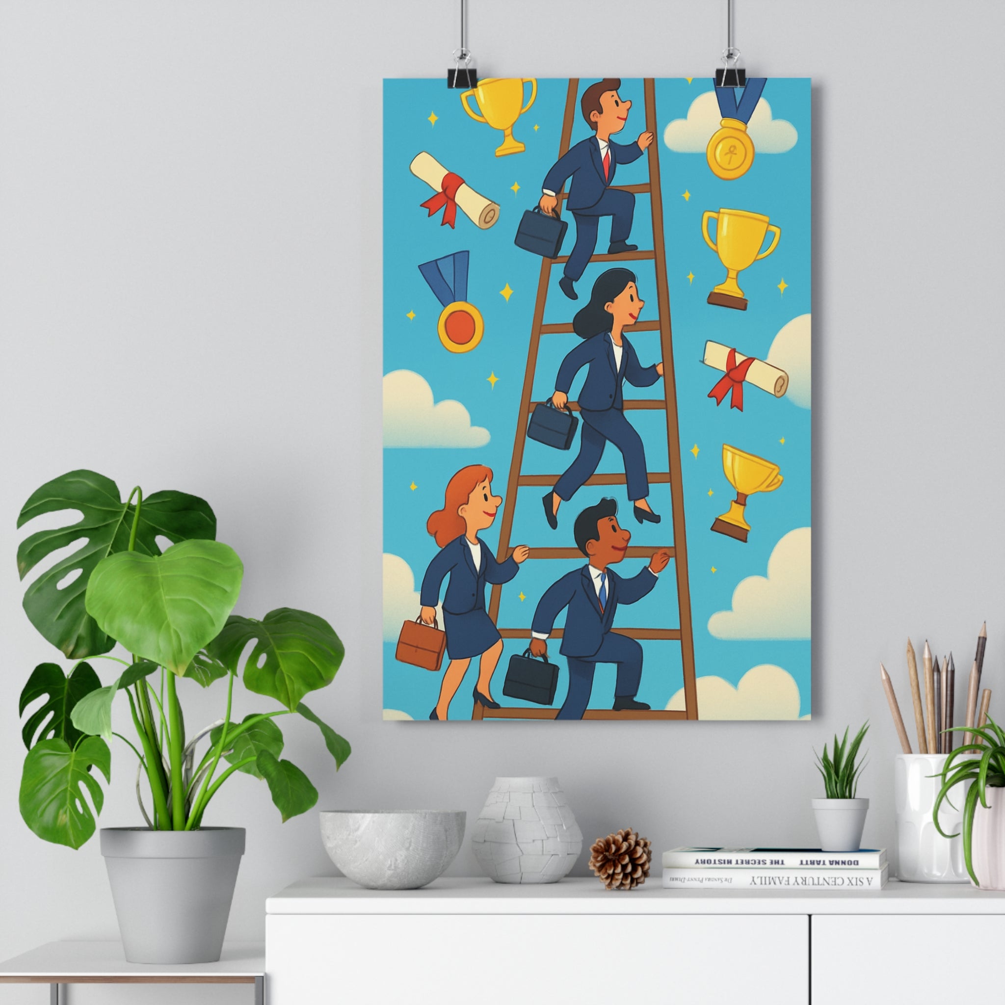 Poster décoratif bureau succès motivation bleu ciel moderne optimiste coloré inspirant espace travail 30x46