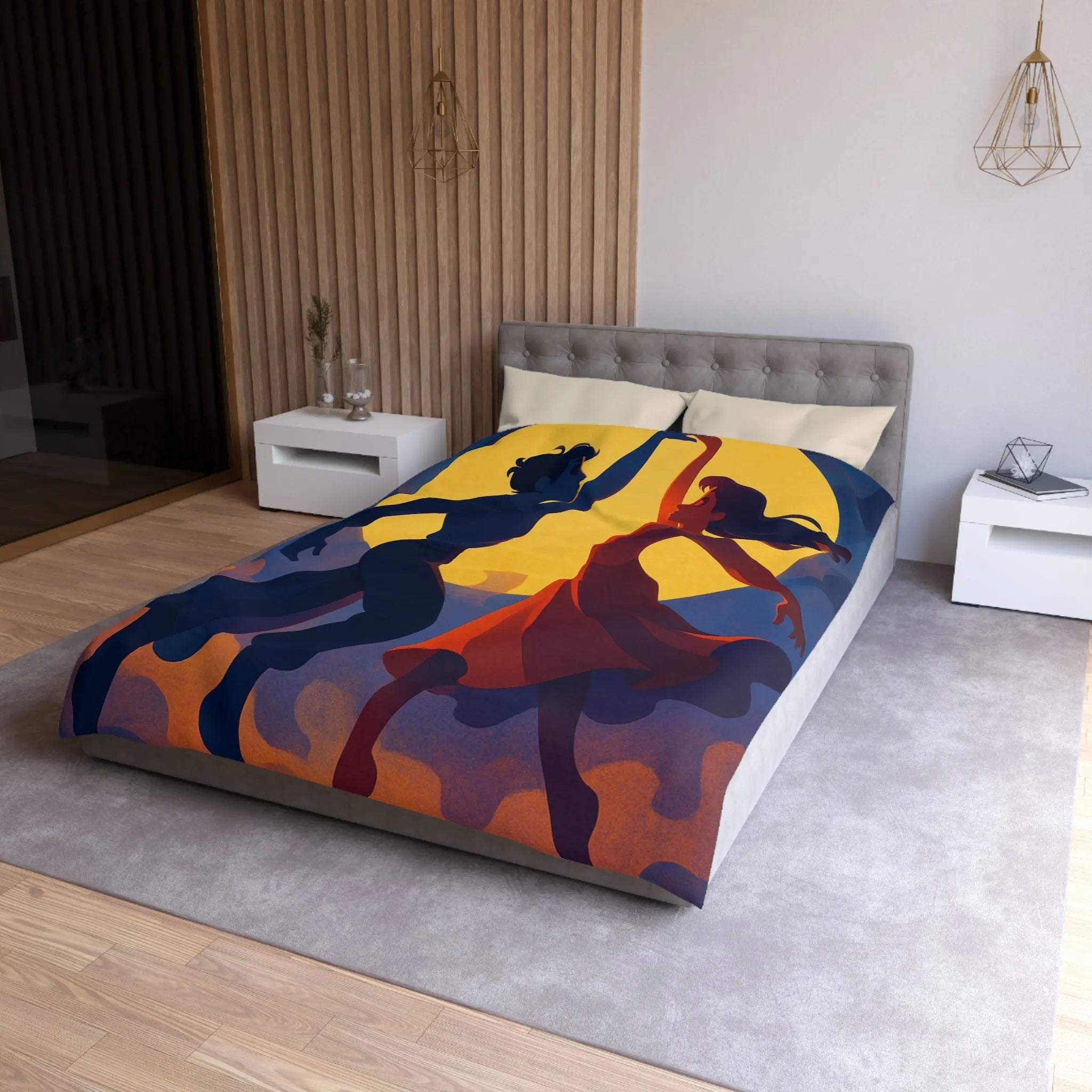 Envoûtante danse romantique sous une pleine lune lumineuse pour votre chambre élégante