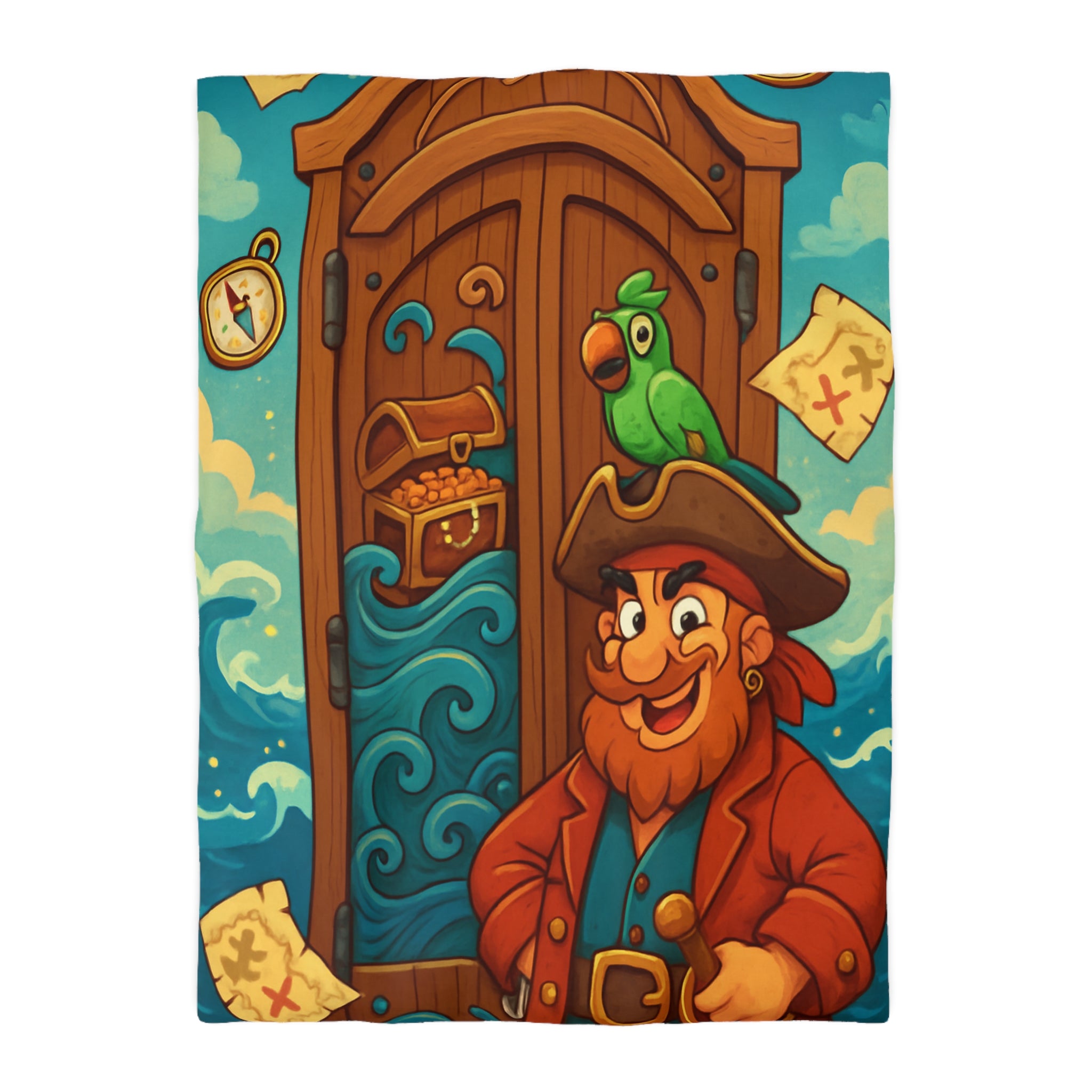 Parure de Lit Pirate Colorée avec Perroquet et Trésor Idéale pour Chambre Enfant