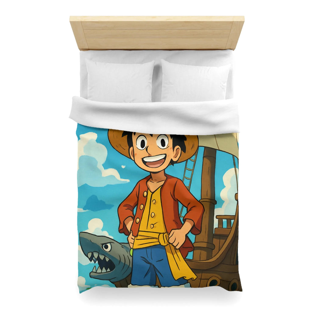 Housse de Couette Anime Pirate Enfant Aventure Bateau Mer Ciel Bleu Nuages