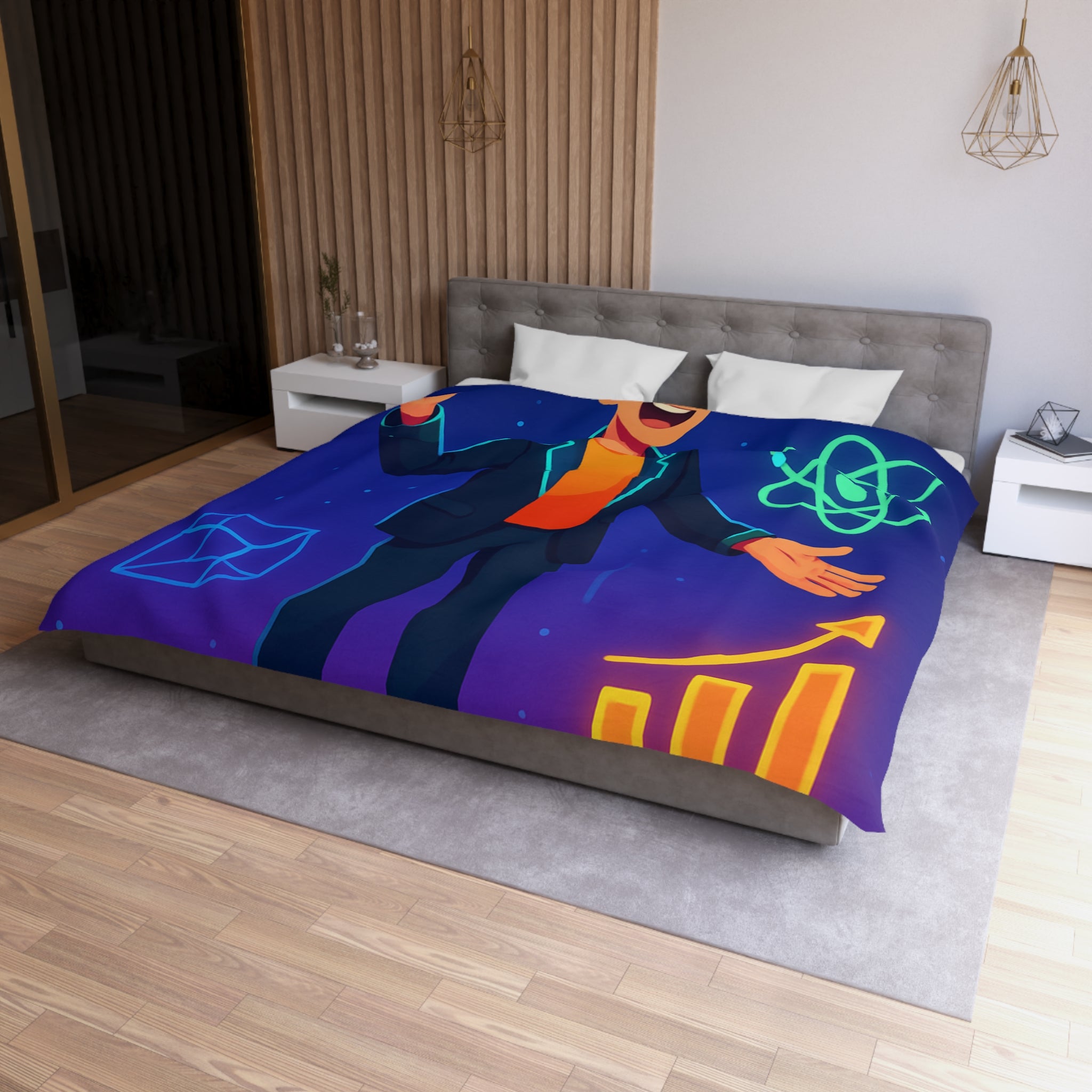 Housse de Couette Microfibre Motif Créatif Original Style Contemporain Chambre Élégante
