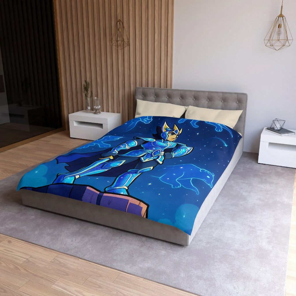 Housse de couette chevalier céleste avec constellations animales bleu nuit magique