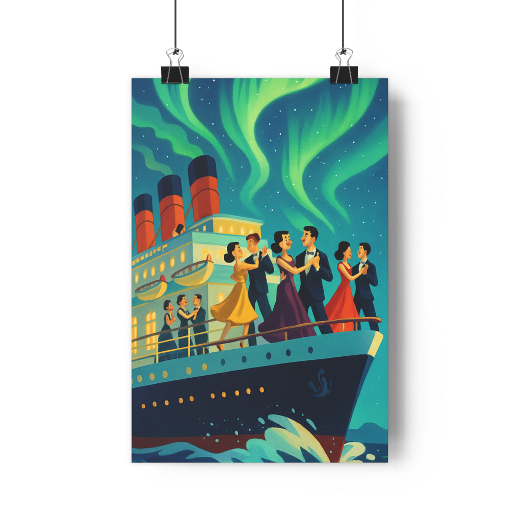 Poster décoratif cartoon élégant lumineux rouge vert salon chambre design charme danseurs navire 30x46