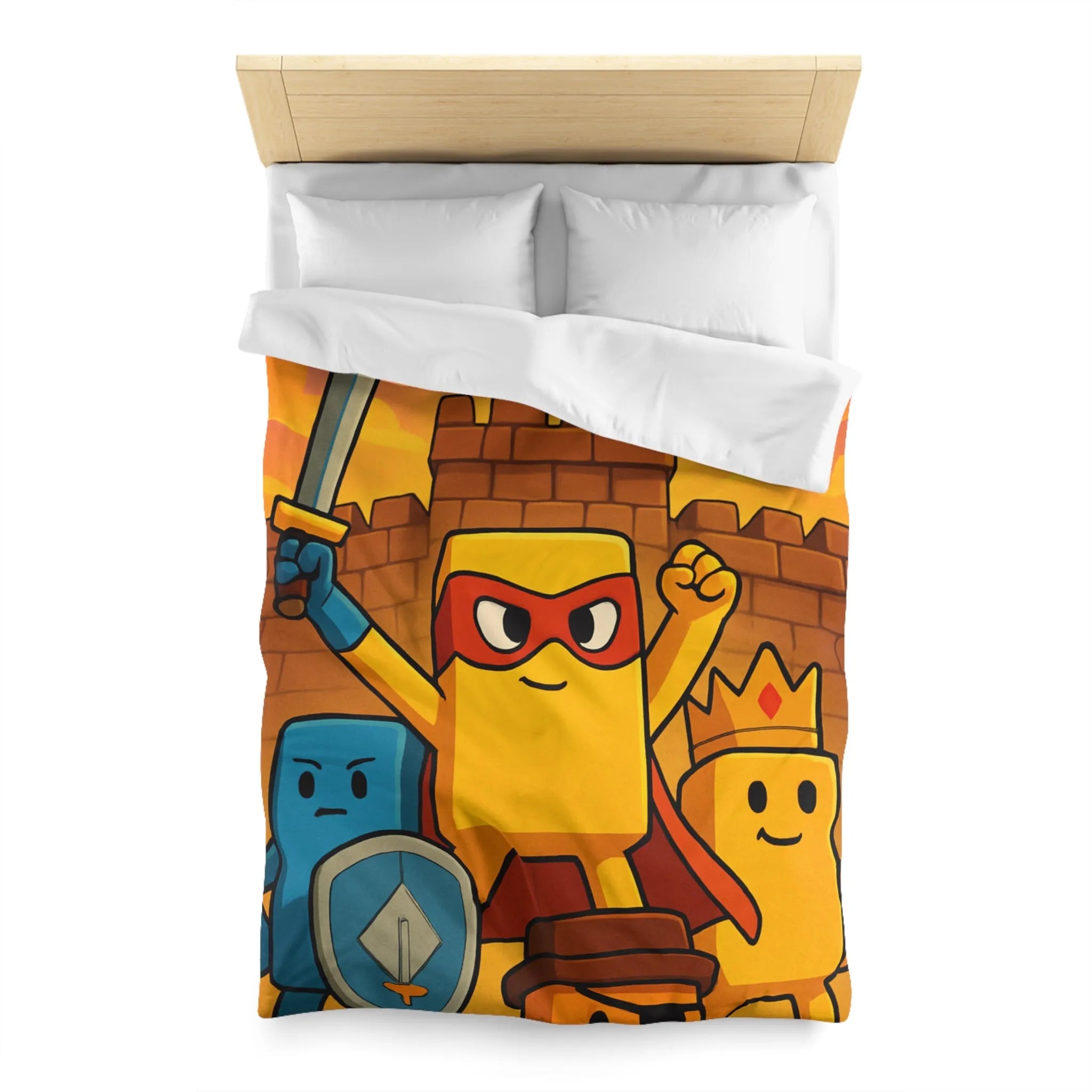 Housse de couette colorée avec personnages géométriques stylisés pour chambre d'enfant