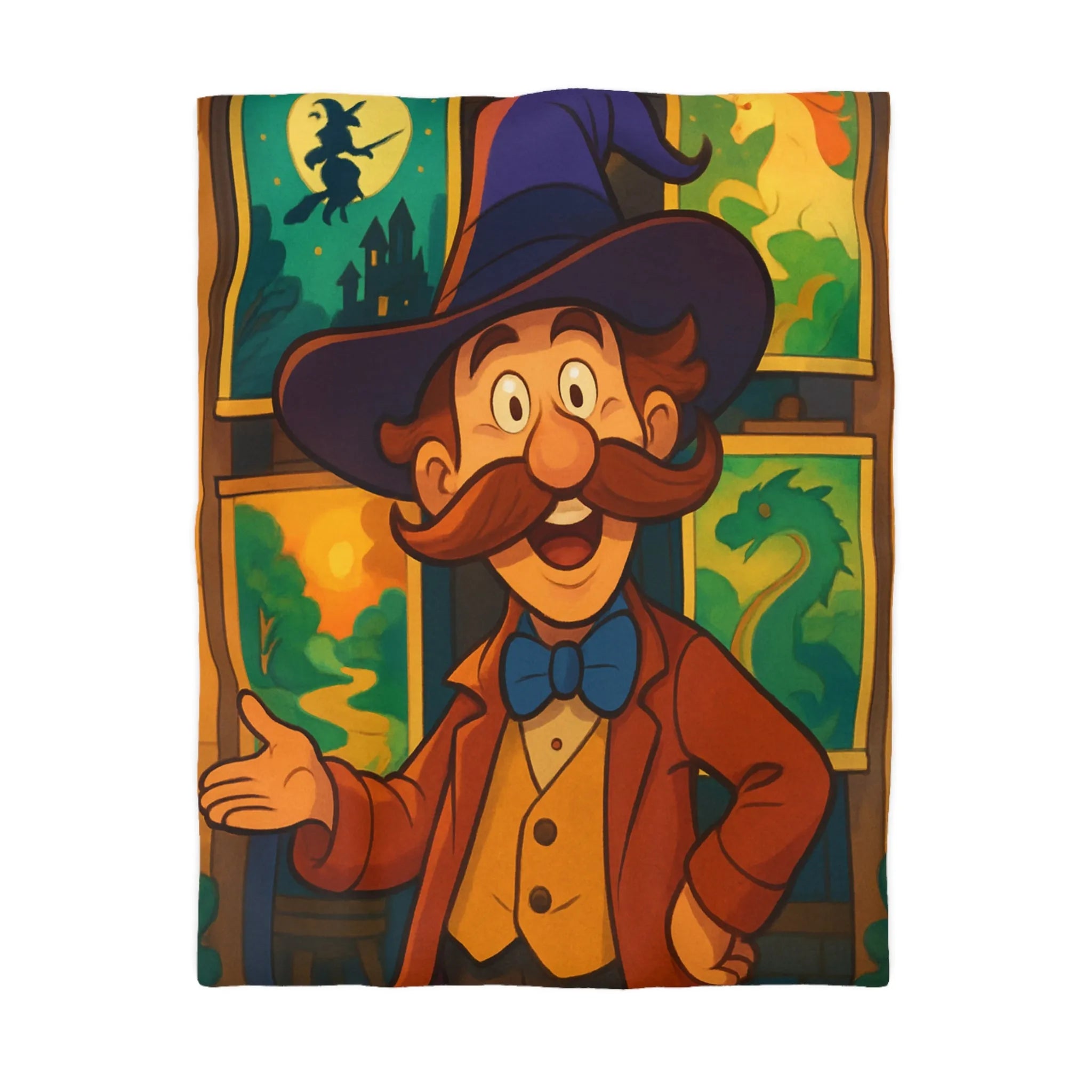 Housse de couette magique avec illustrations enchantées de créatures fantaisistes et personnages mystiques